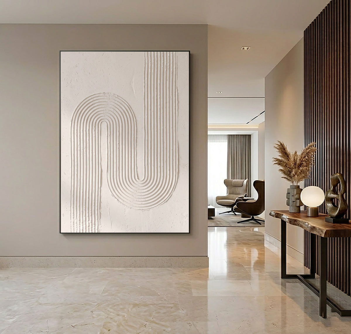 Architectural Curves In Soft White Large Abstract Wall Art Textured Relief Contemporary Minimalist Home Decor