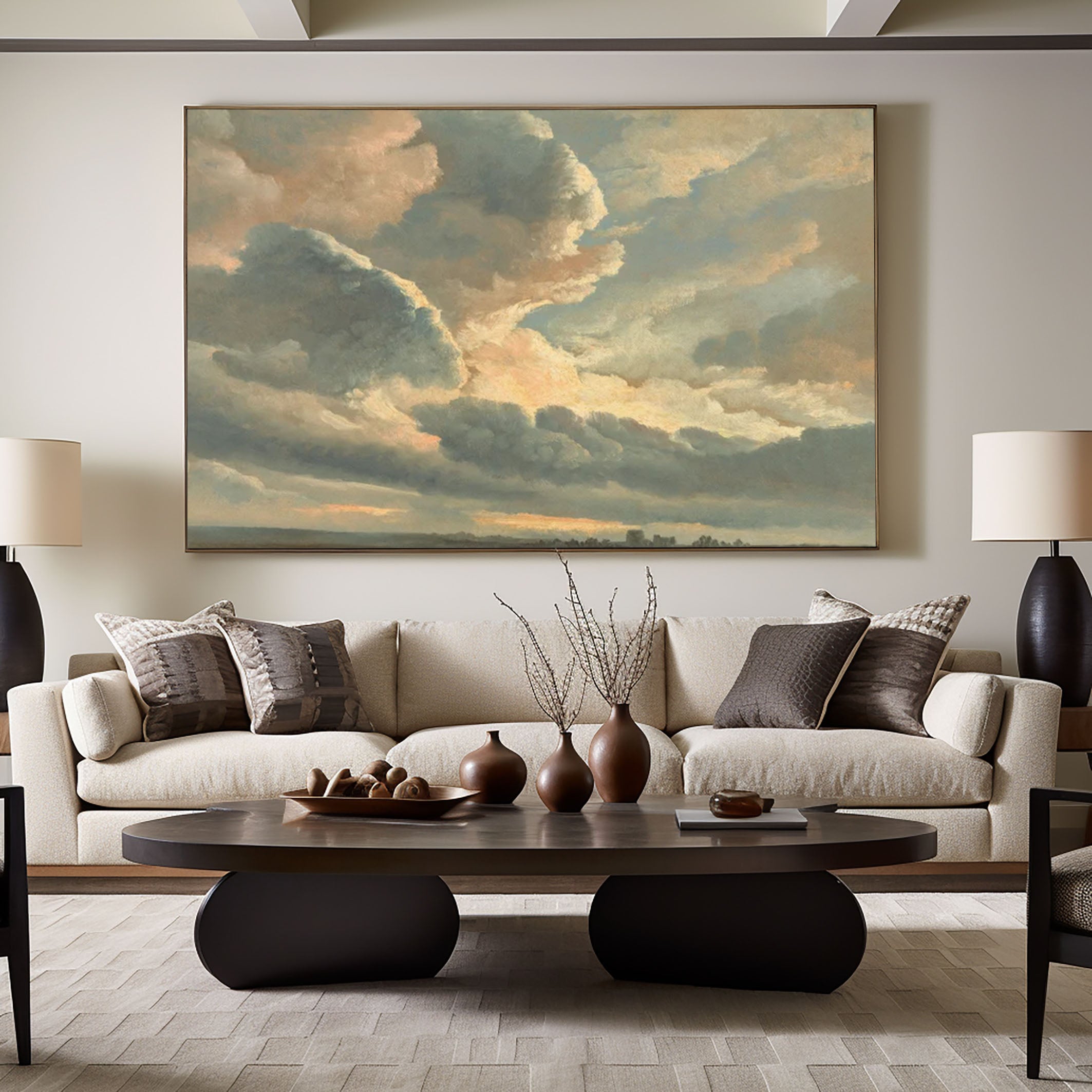 Expansive Sky Oil Painting Majestic Clouds Art for Home Decor #OS 054