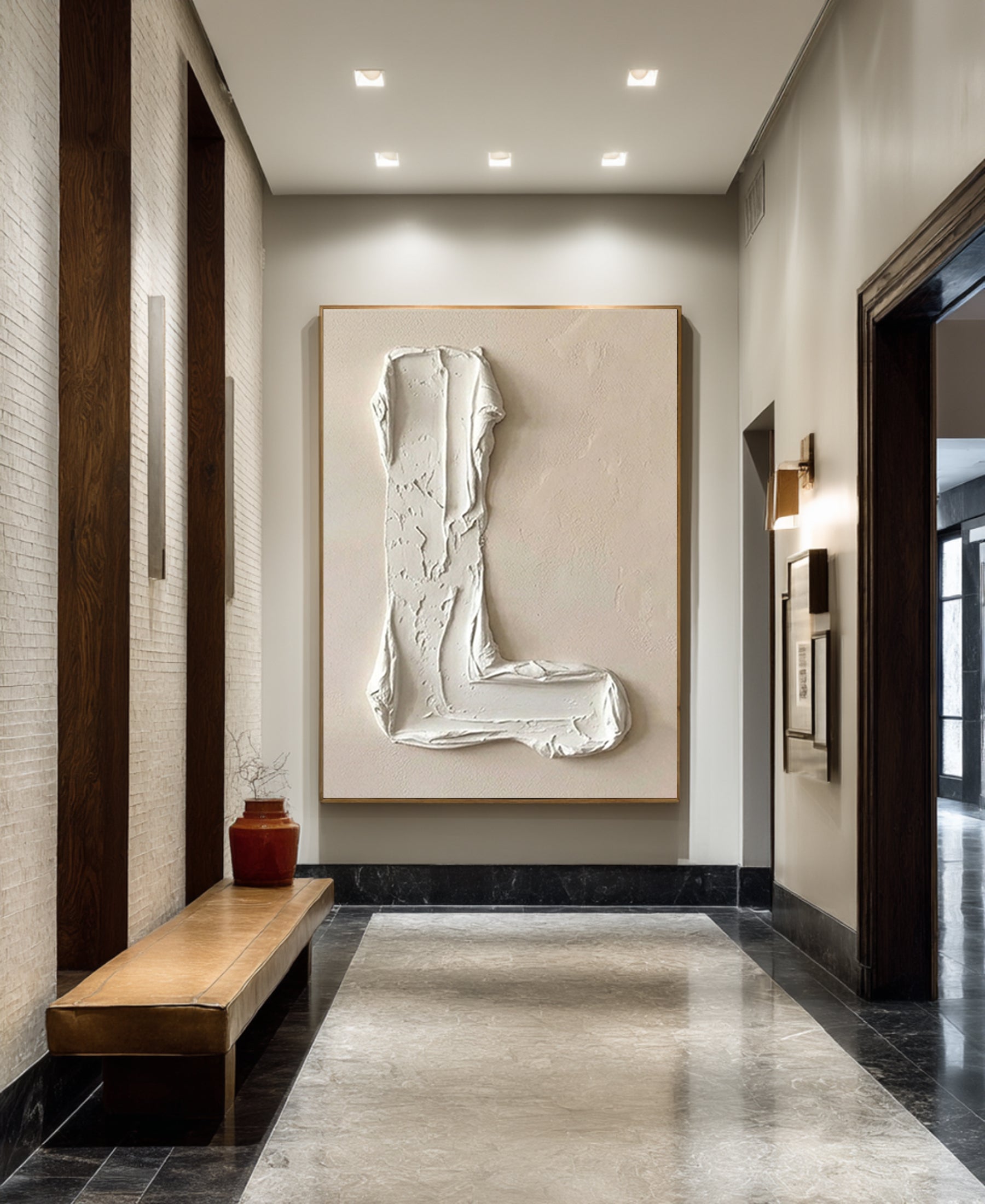 Large Ivory Texture Oil Painting for Modern Luxury Interiors 