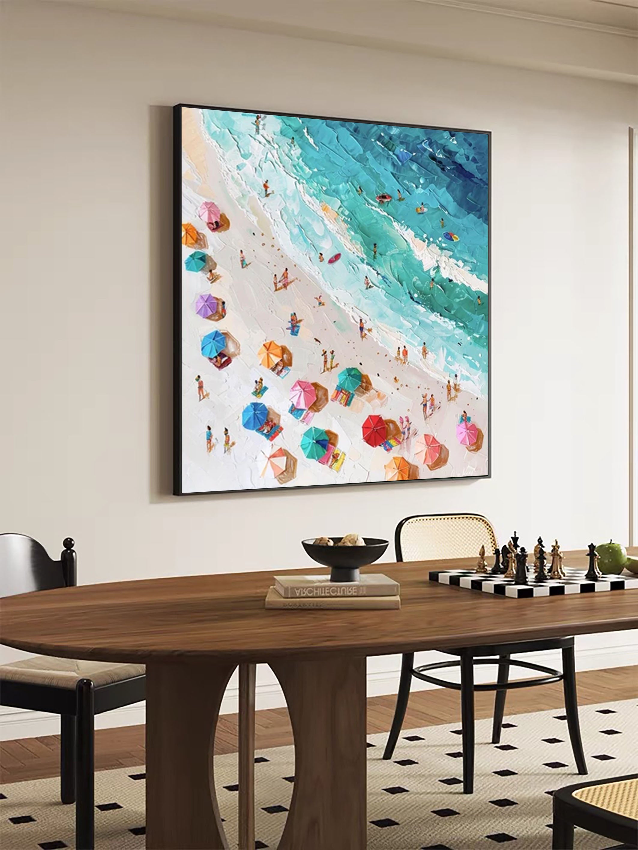 Coastal Large Wall Art  Lively Beach Canvas Painting #OS 052