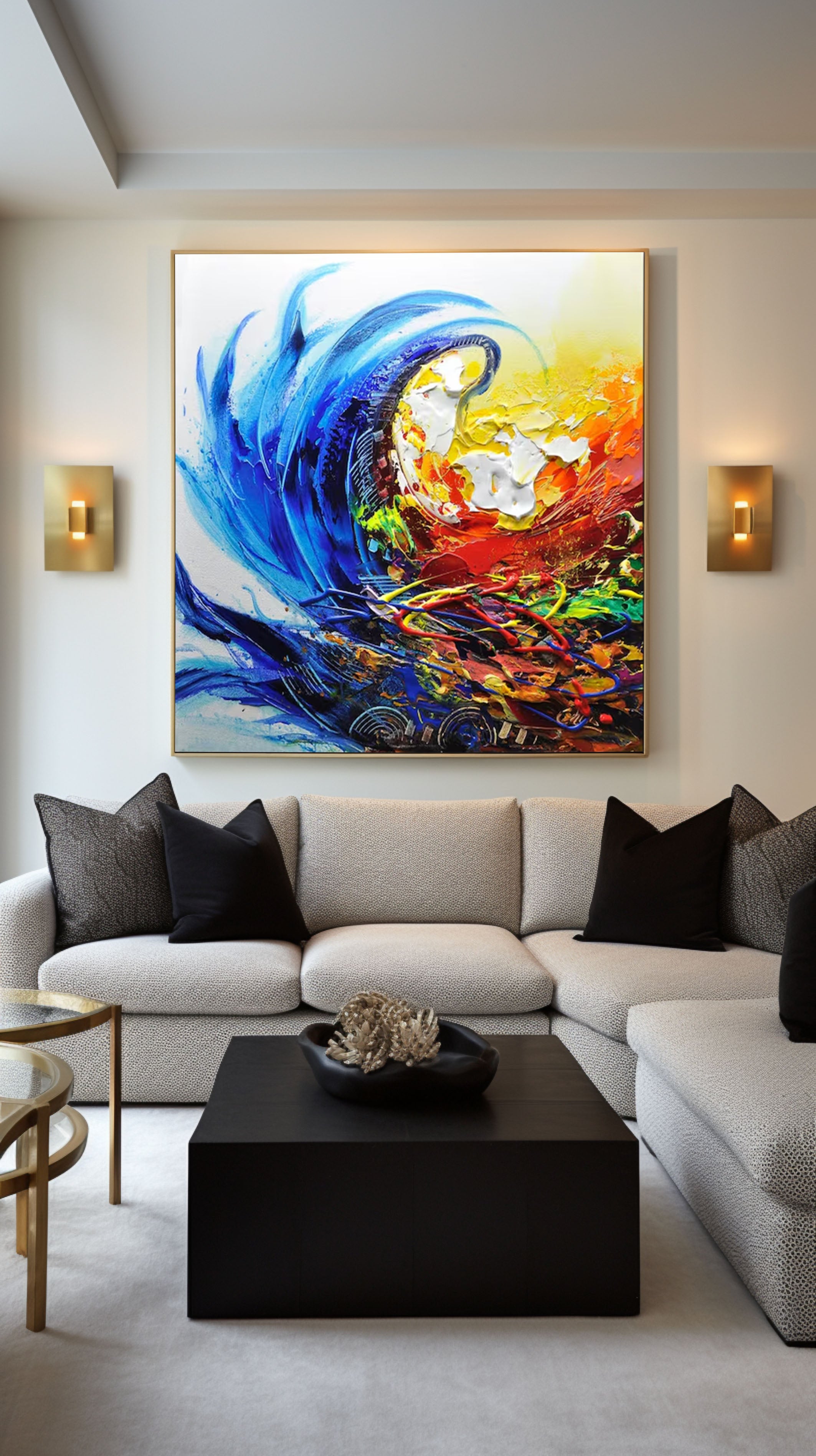 Blue Surge Abstract Expressionist Art on Canvas #AP 036