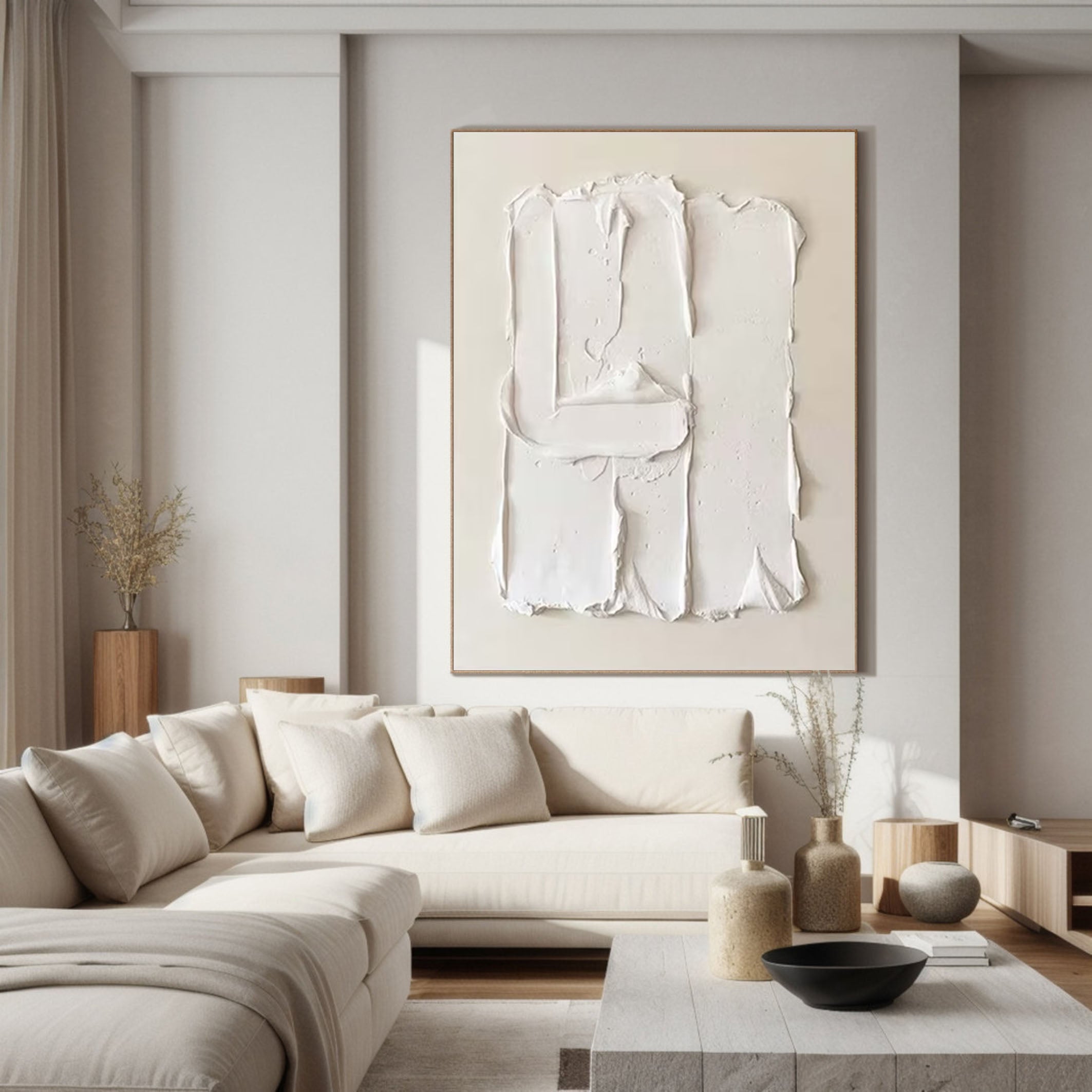 Textured Abstract Art Neutral Beige Canvas for Modern Living Rooms #MMA 183