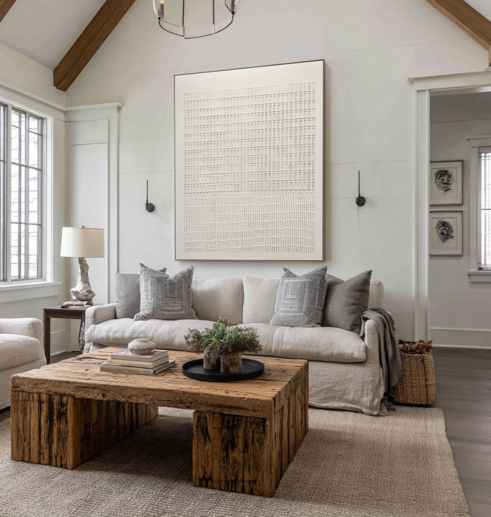 White Textured Minimal Oil Painting #CZ 048