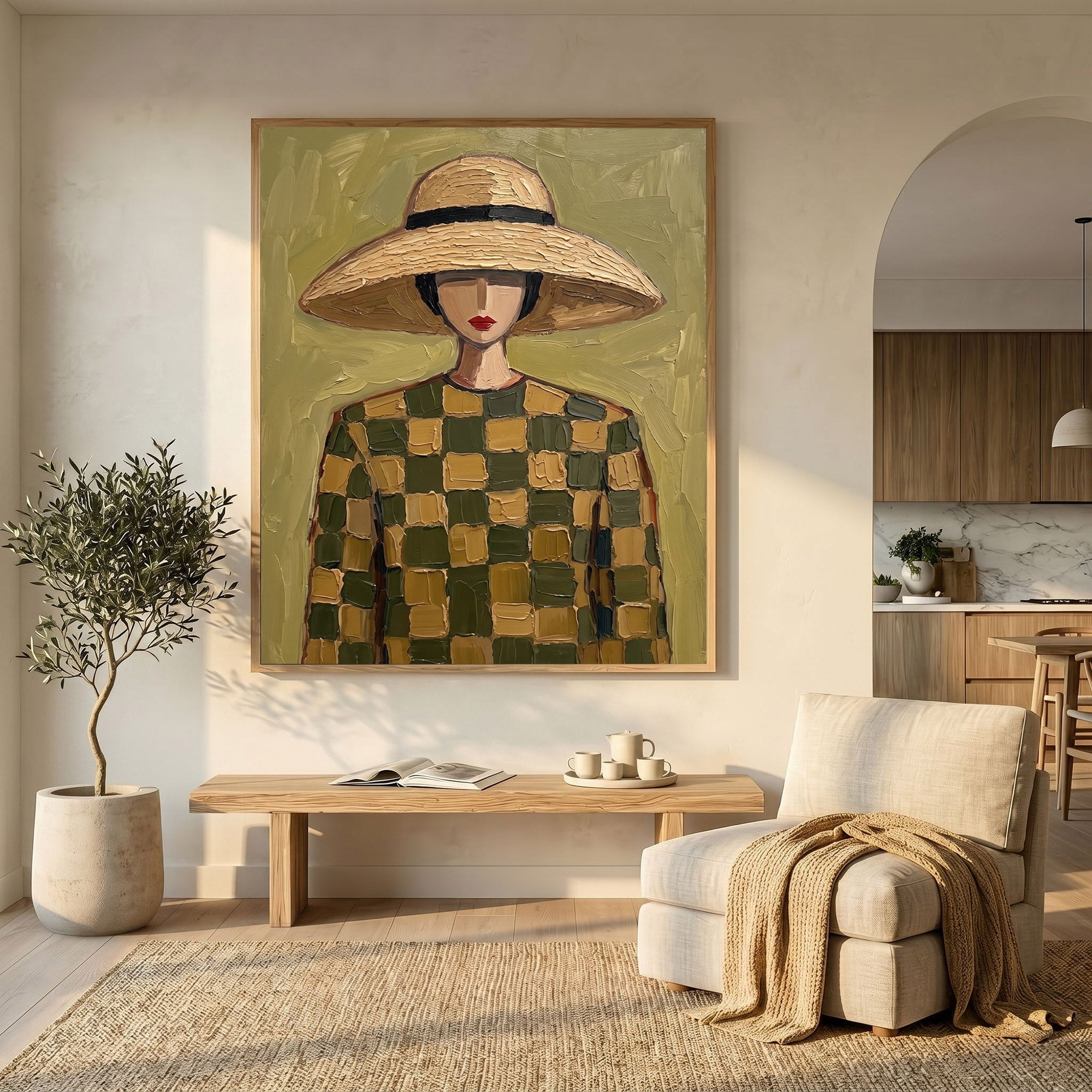 Large Modern Woman Portrait Wall Art Abstract Oil Painting Cowgirl Cowboy Vintage Americana Art Western Fashion Decor Contemporary Home 