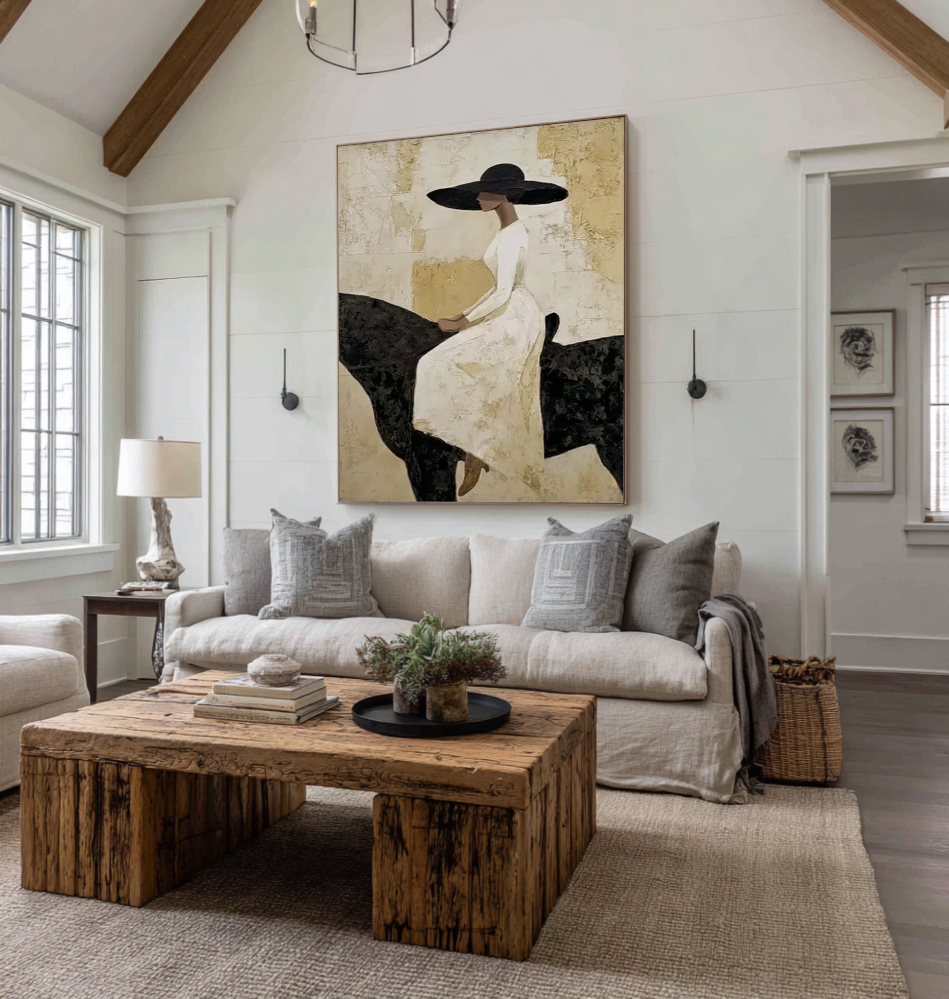Modern Elegant Cowgirl Horsewoman Canvas Art Contemporary Figurative Painting