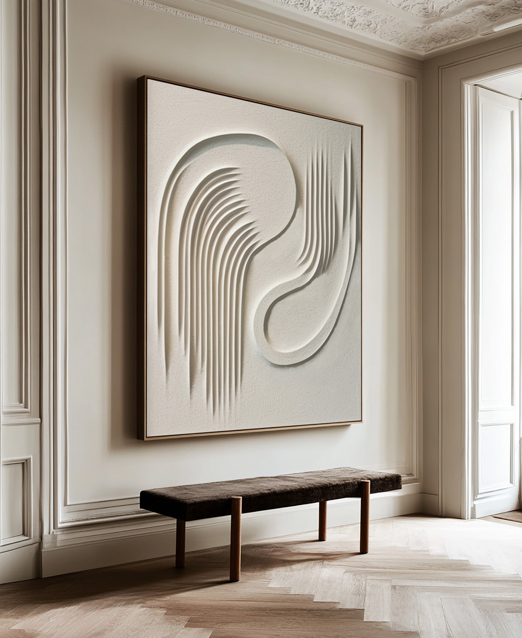 3D Textured Wall Art Abstract Flowing Lines Canvas #AG 095