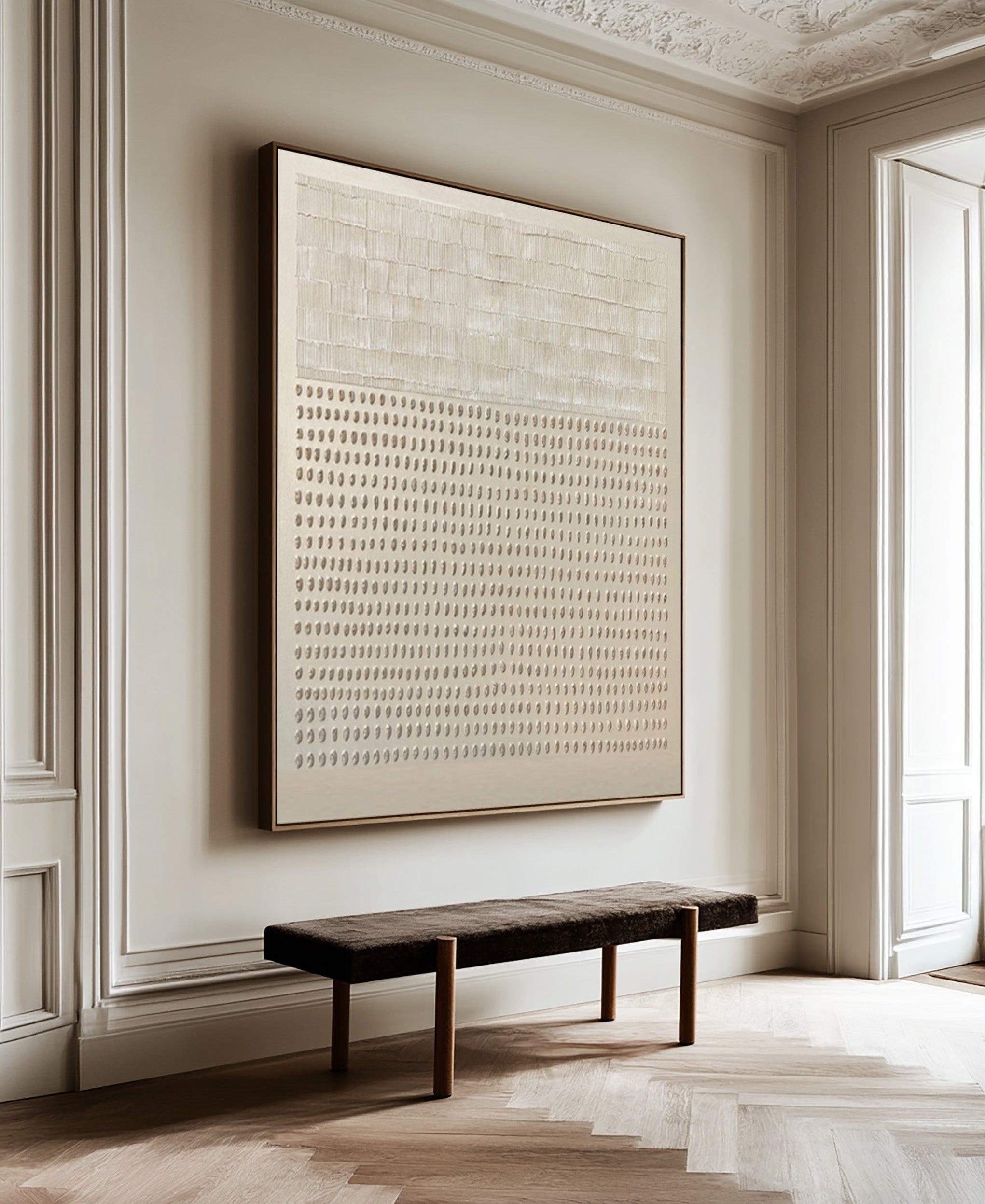 Contemporary White Neutral Wall Art Modern Decor #AG 047