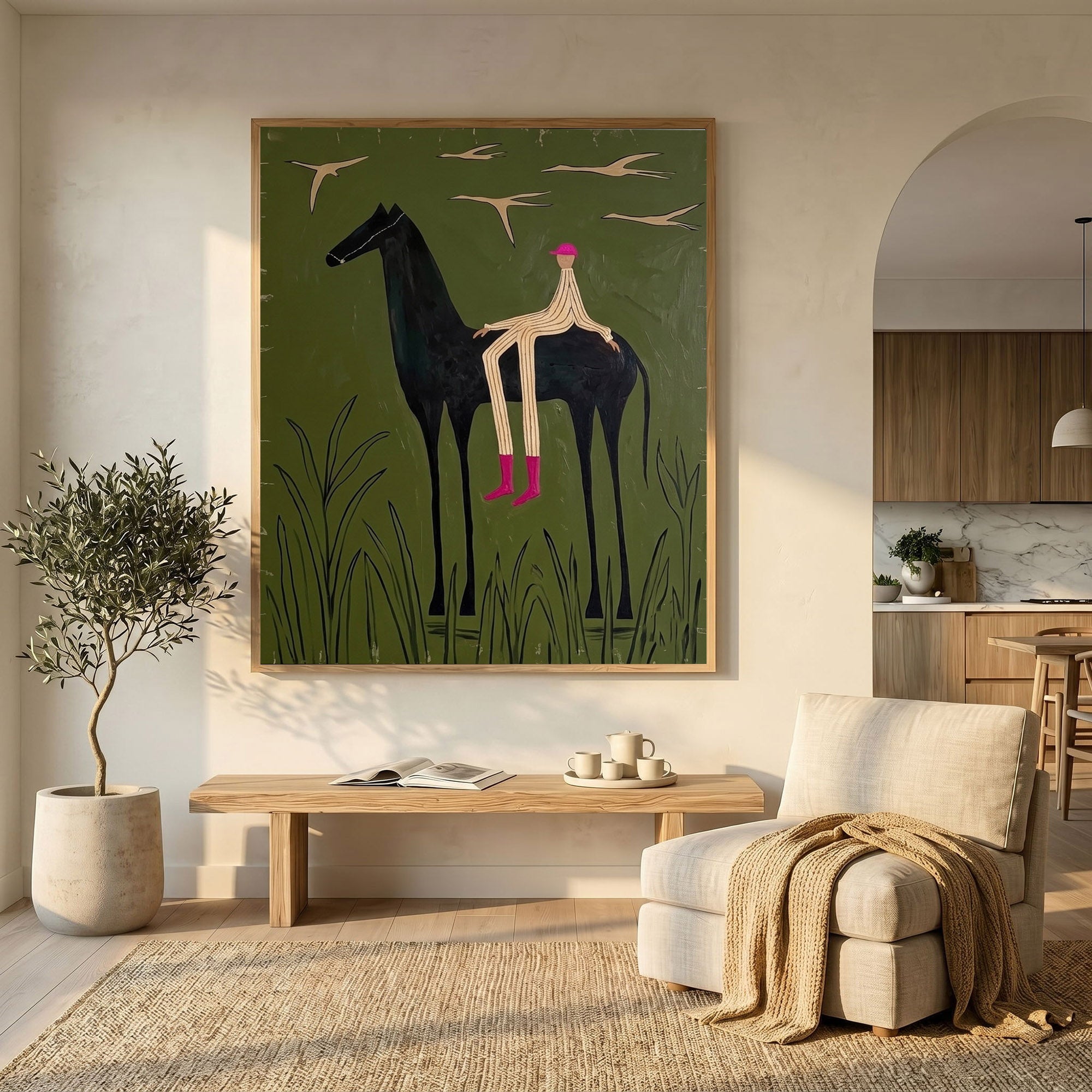 Large Cowboy Horse Wall Art Contemporary Western Figurative Painting