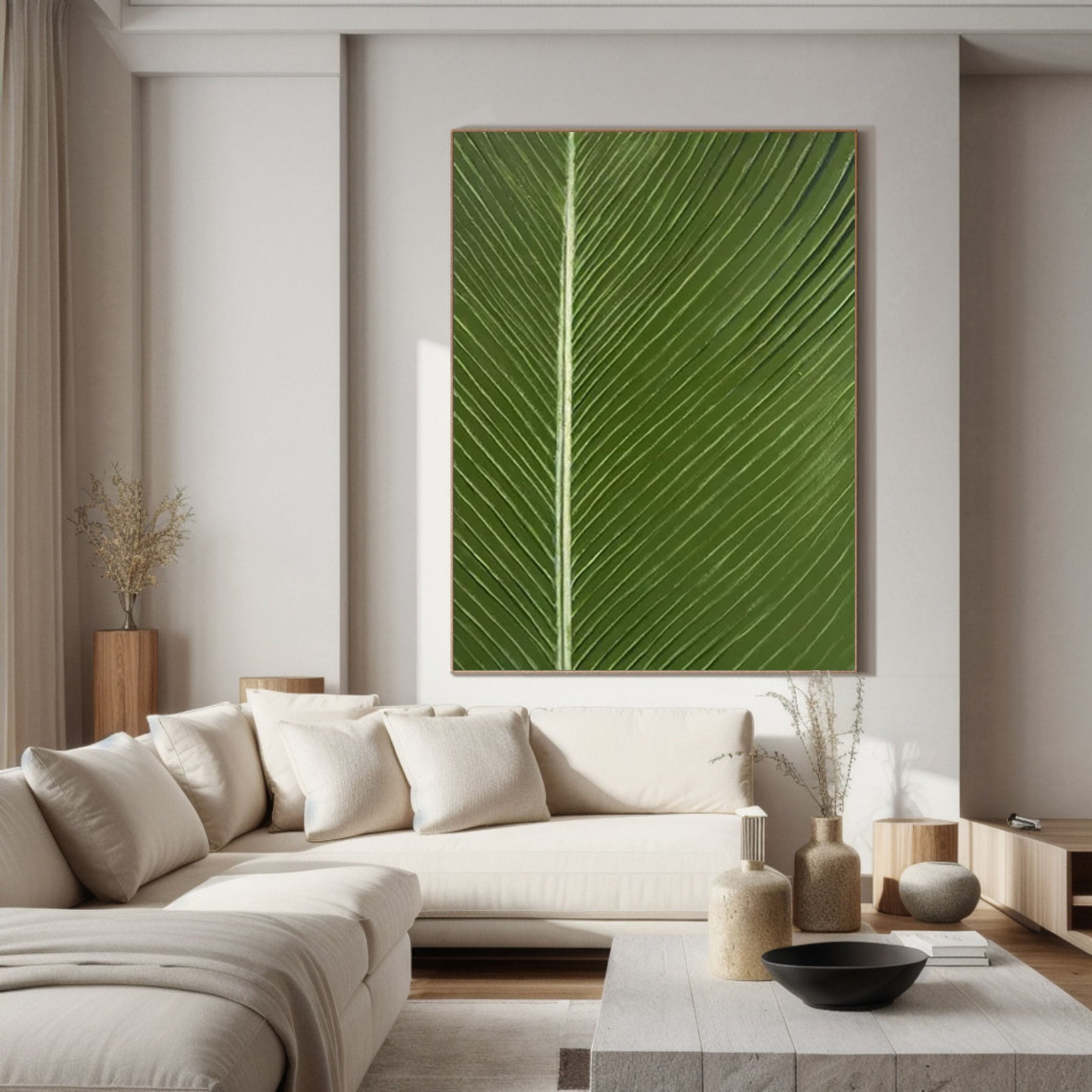 Green Leaf Abstract Art Botanical Wall Decor for Modern Spaces #AP 064