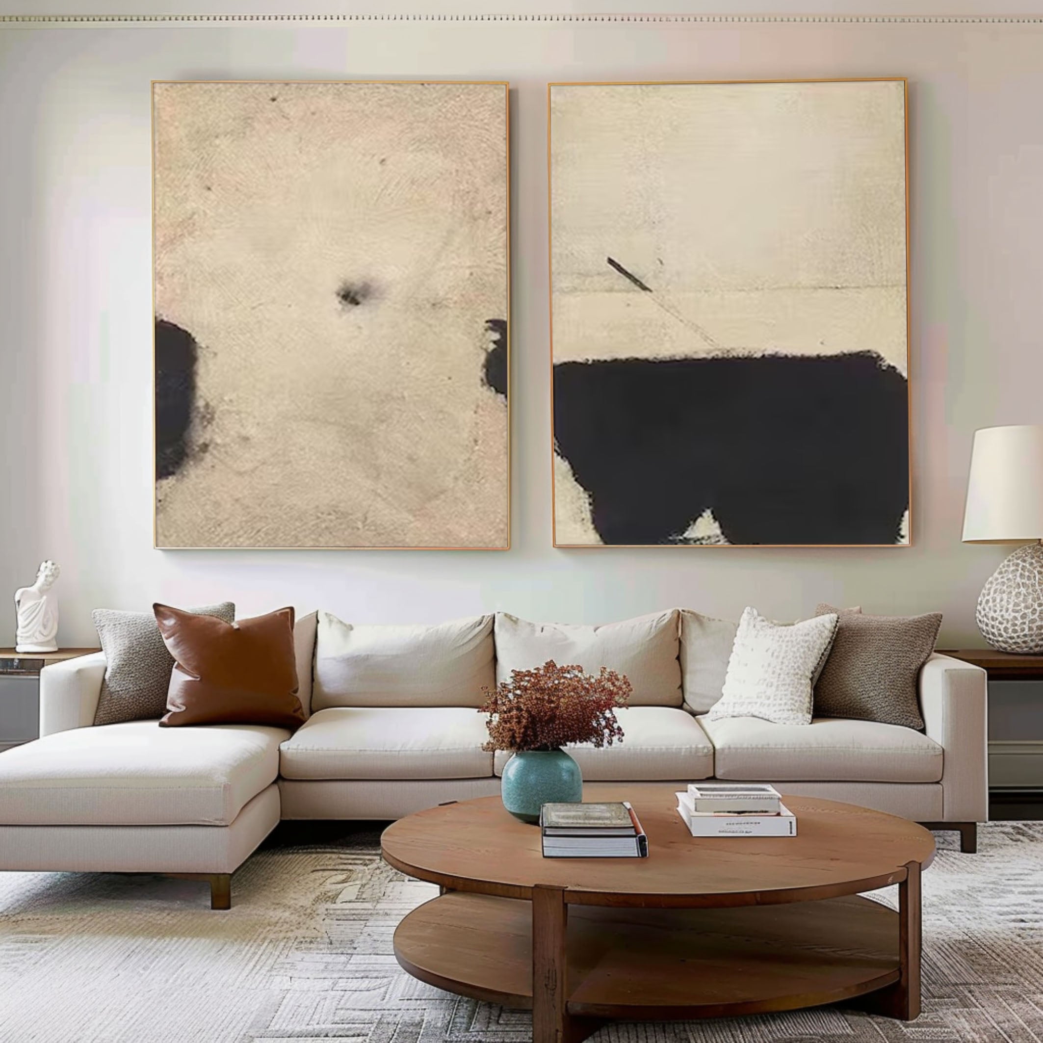 Modern Minimalist Abstract Art Dual Panels for a Refined Look #MMAS 065