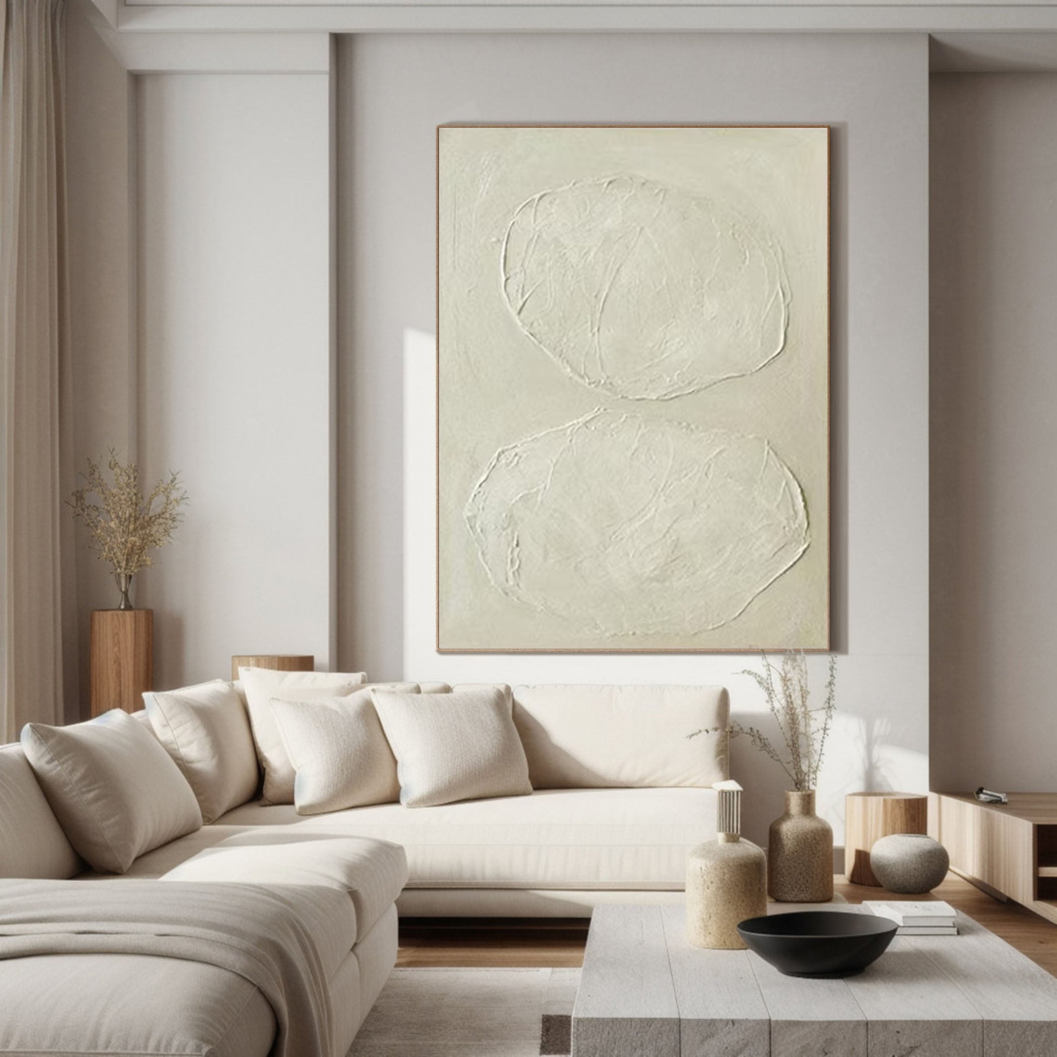 Handcrafted Neutral Abstract Painting Minimalist Decor #MMA 182