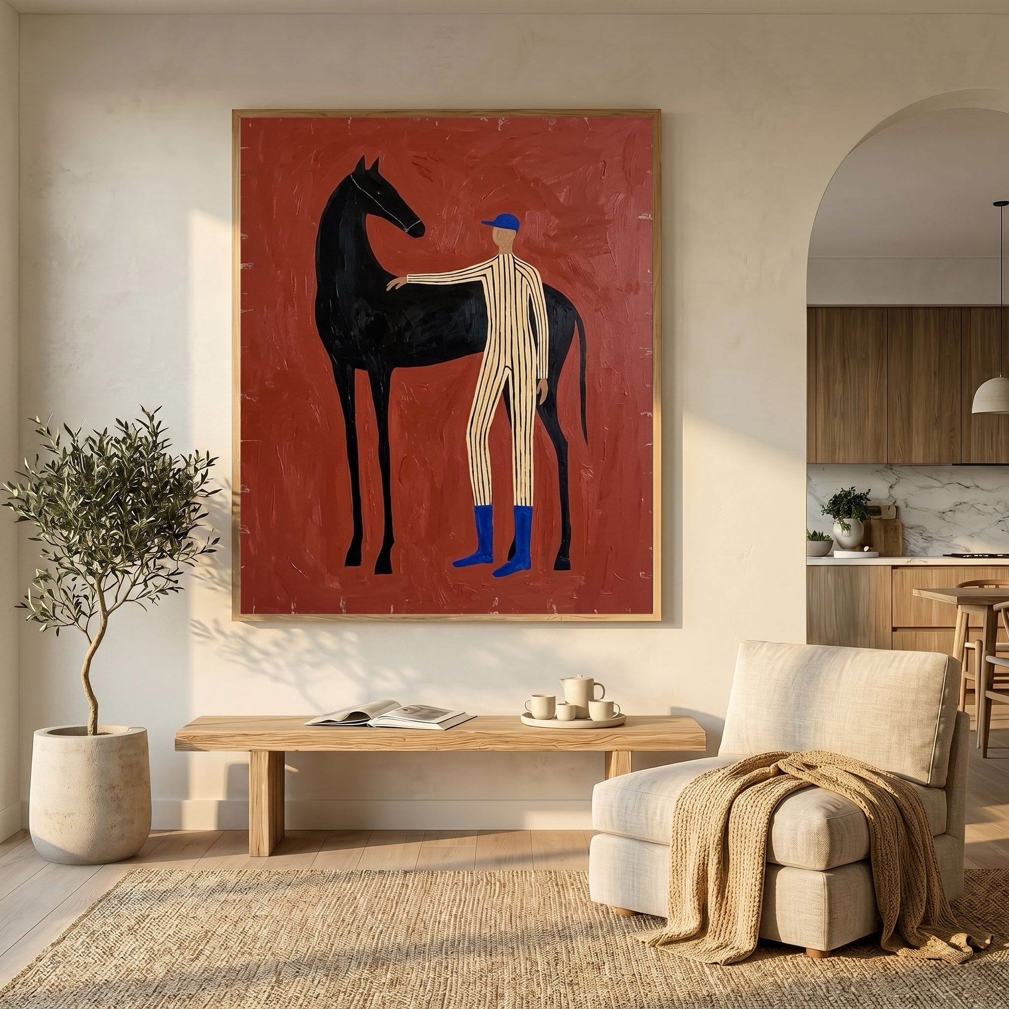 Large Cowboy Horse Wall Art Modern Western Canvas Painting 