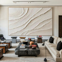 Subtle Waves White Textured Abstract Wall Art #OS 065