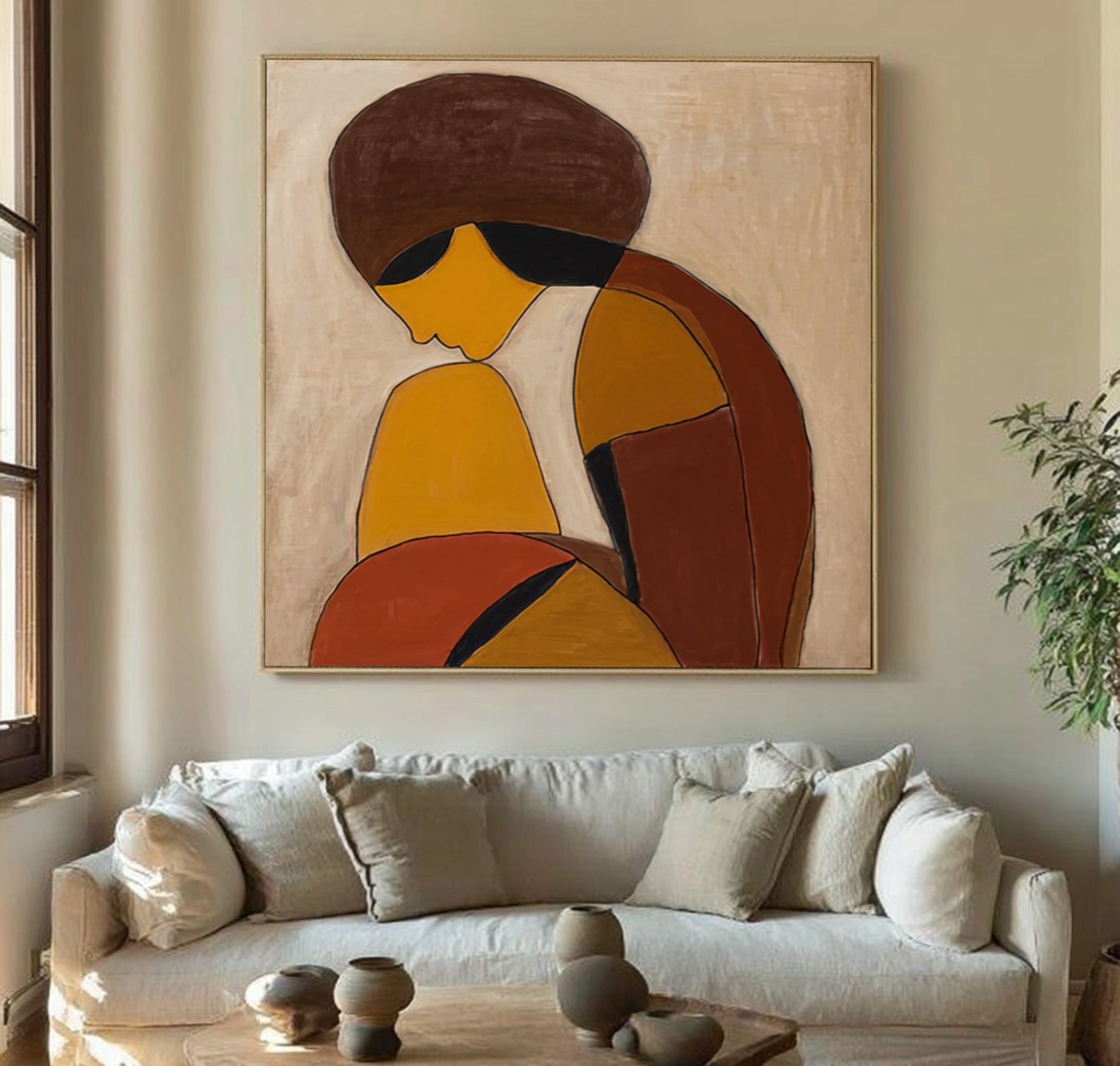 Abstract Figure Oil Painting in Warm Tones #CZ 028