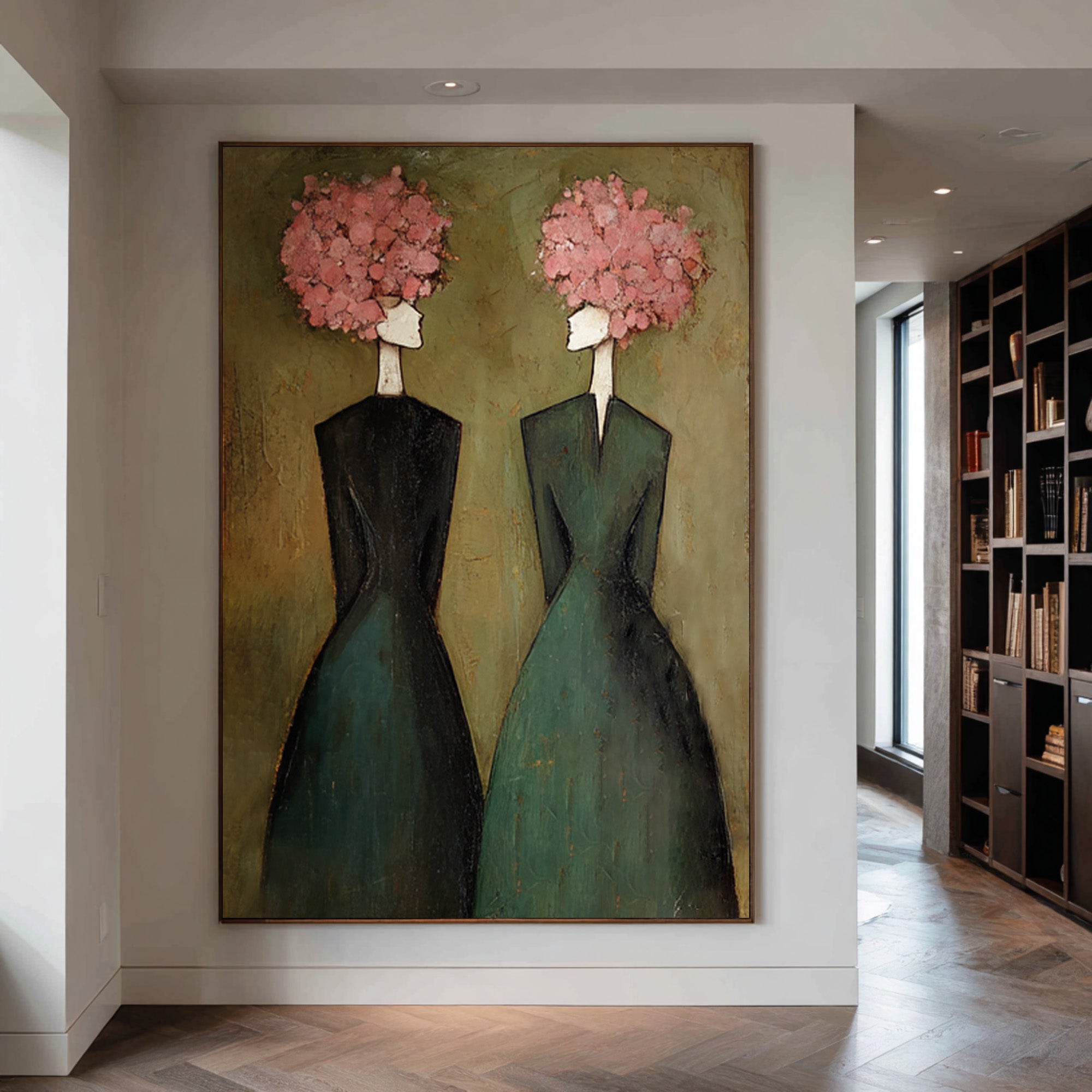 Abstract Women Oil Painting with Floral Hair #CZ 032