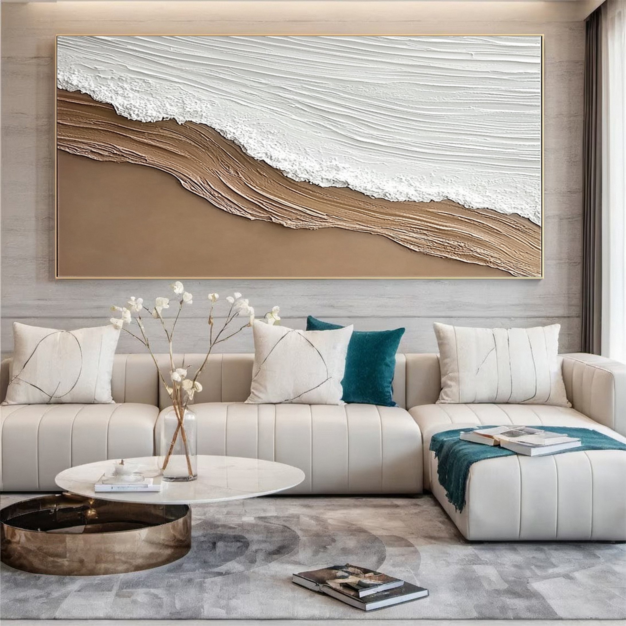 Serenity Shore Large 3D Textured Beach Wave Wall Art #OS 035