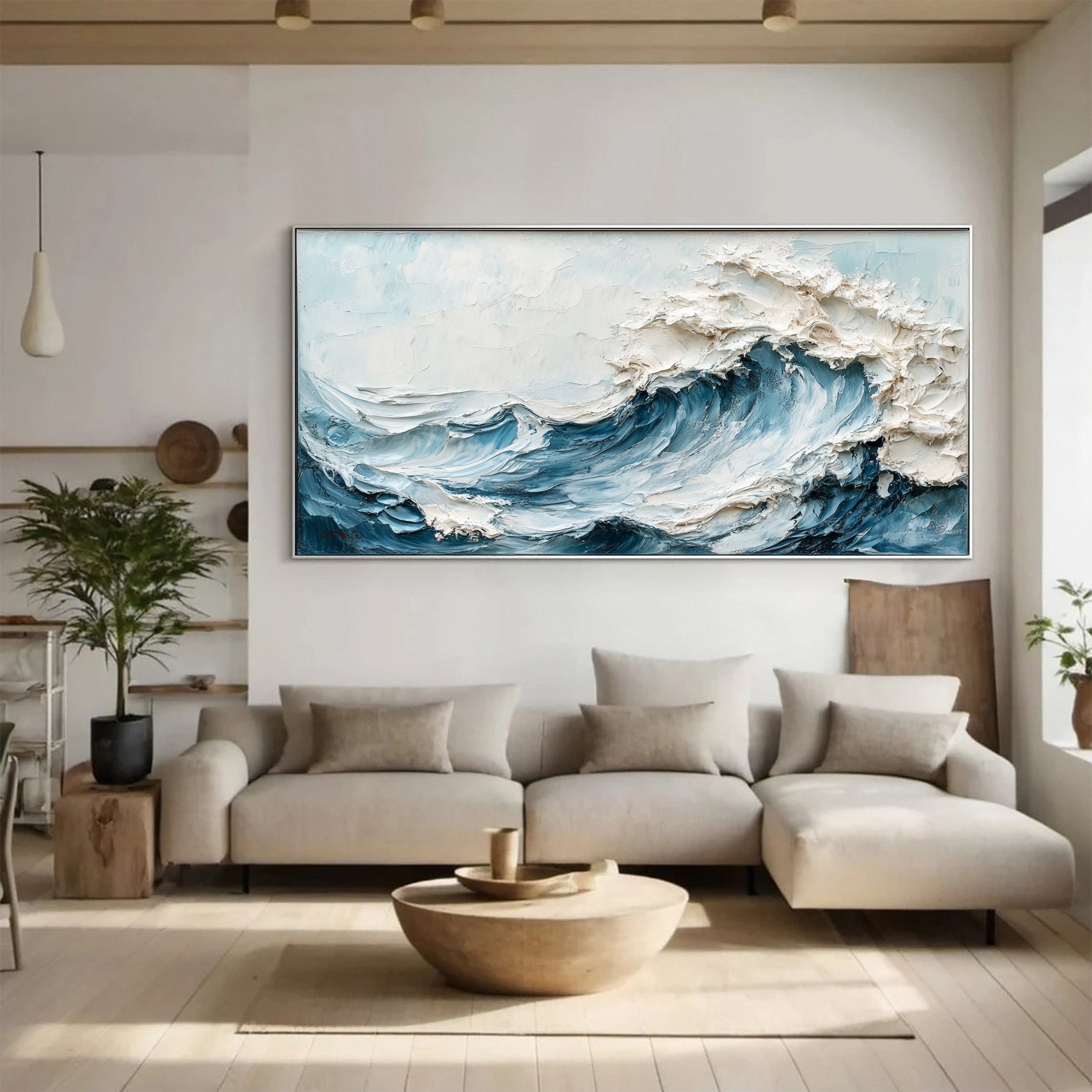 Abstract Seascape Canvas Textured Waves for Elegant Interiors #OS 021