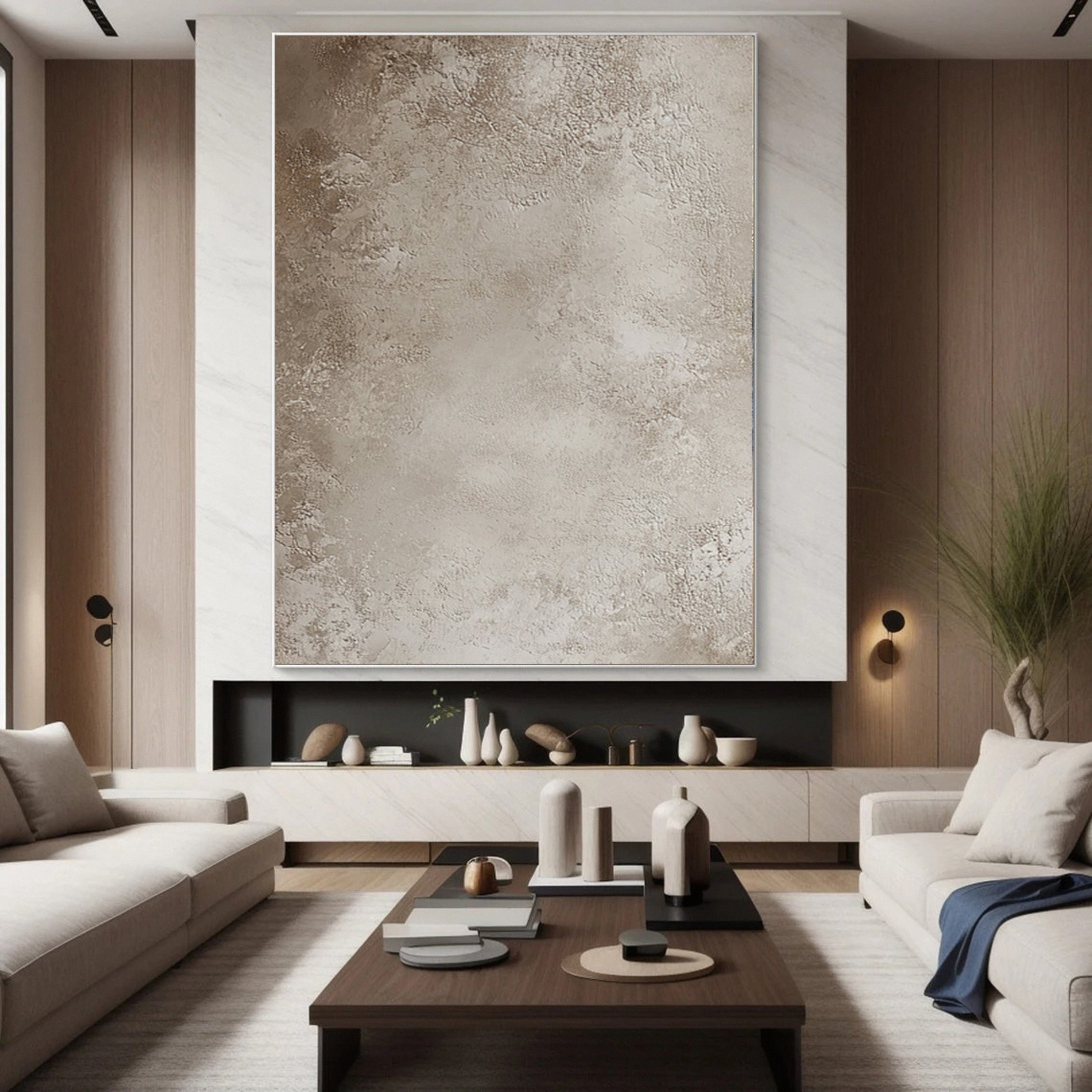 Ethereal Whispers Large Neutral Textured Wabi Sabi Wall Art #AP 028