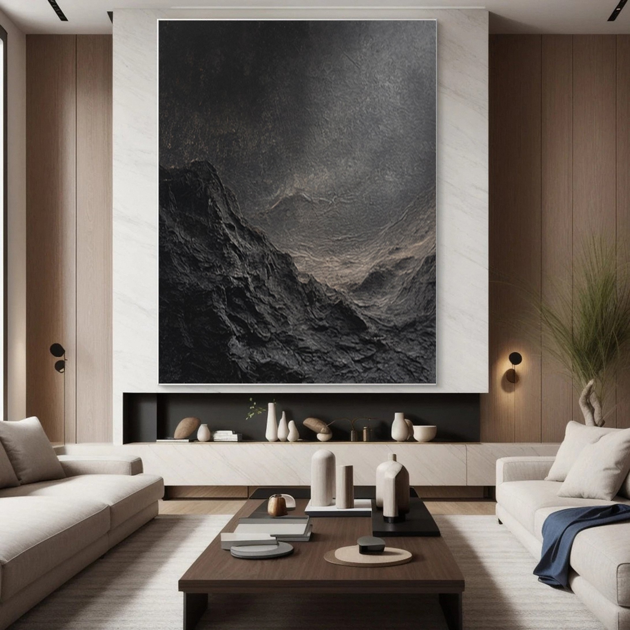 Large Black Textured Wall Art For Home Decor #MMA 148