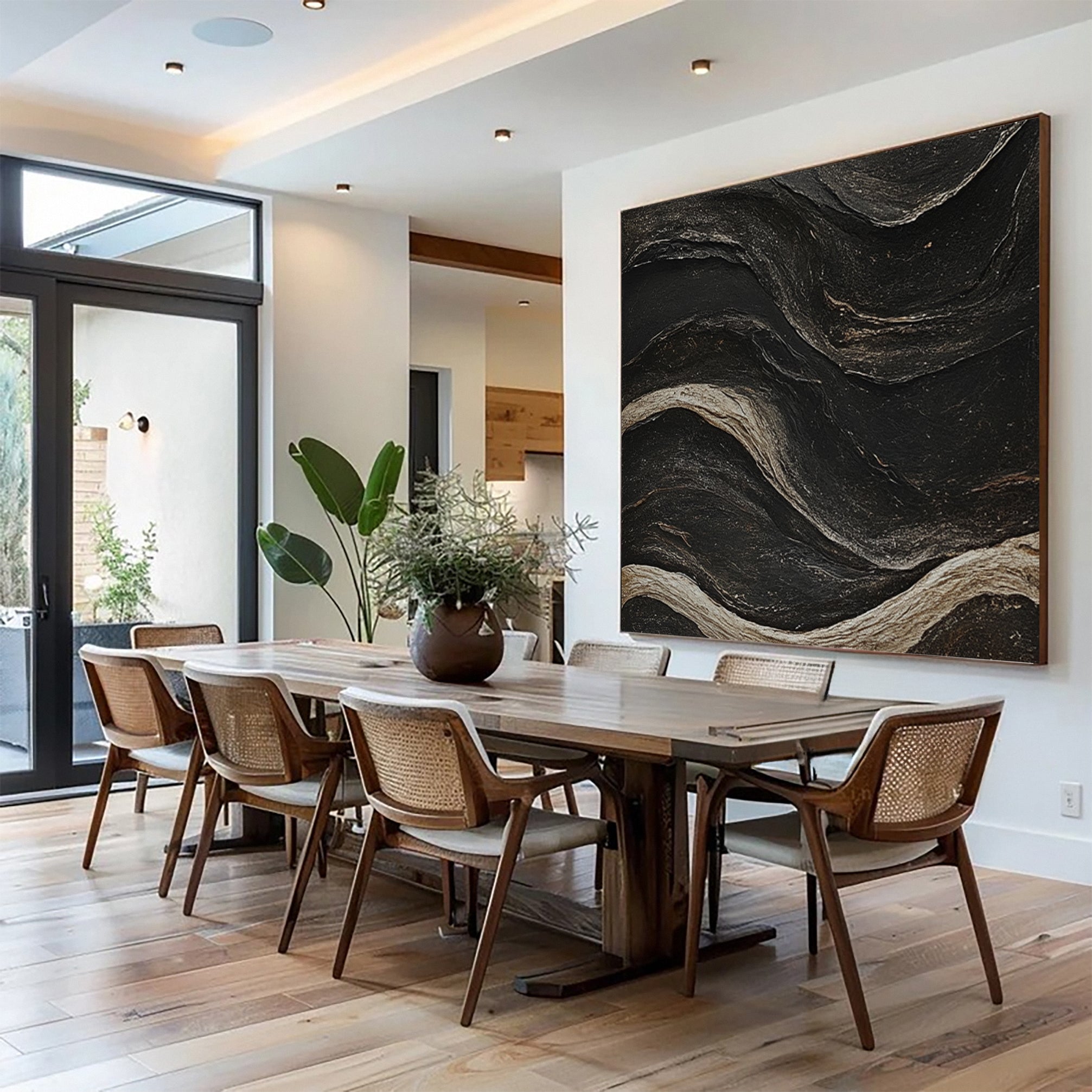 Sleek Elegance Contemporary Large Black Textured Wall Art #MMA 132