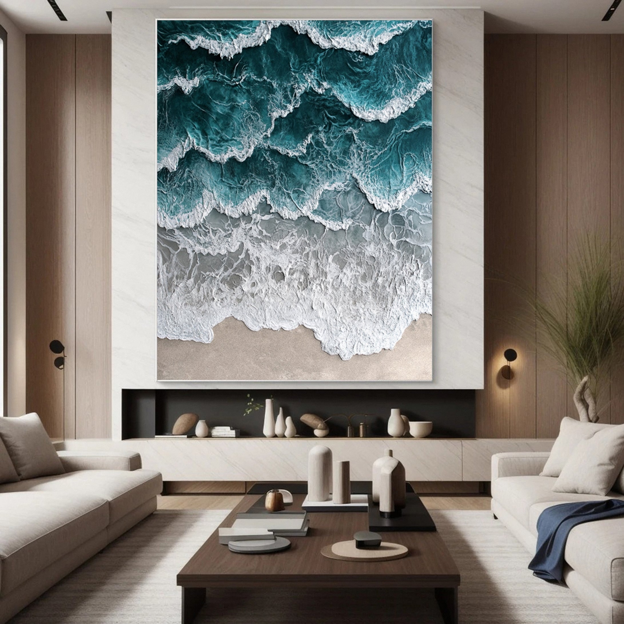 Coastal Serenity Wall Art Dynamic Ocean Waves Canvas #OS 009