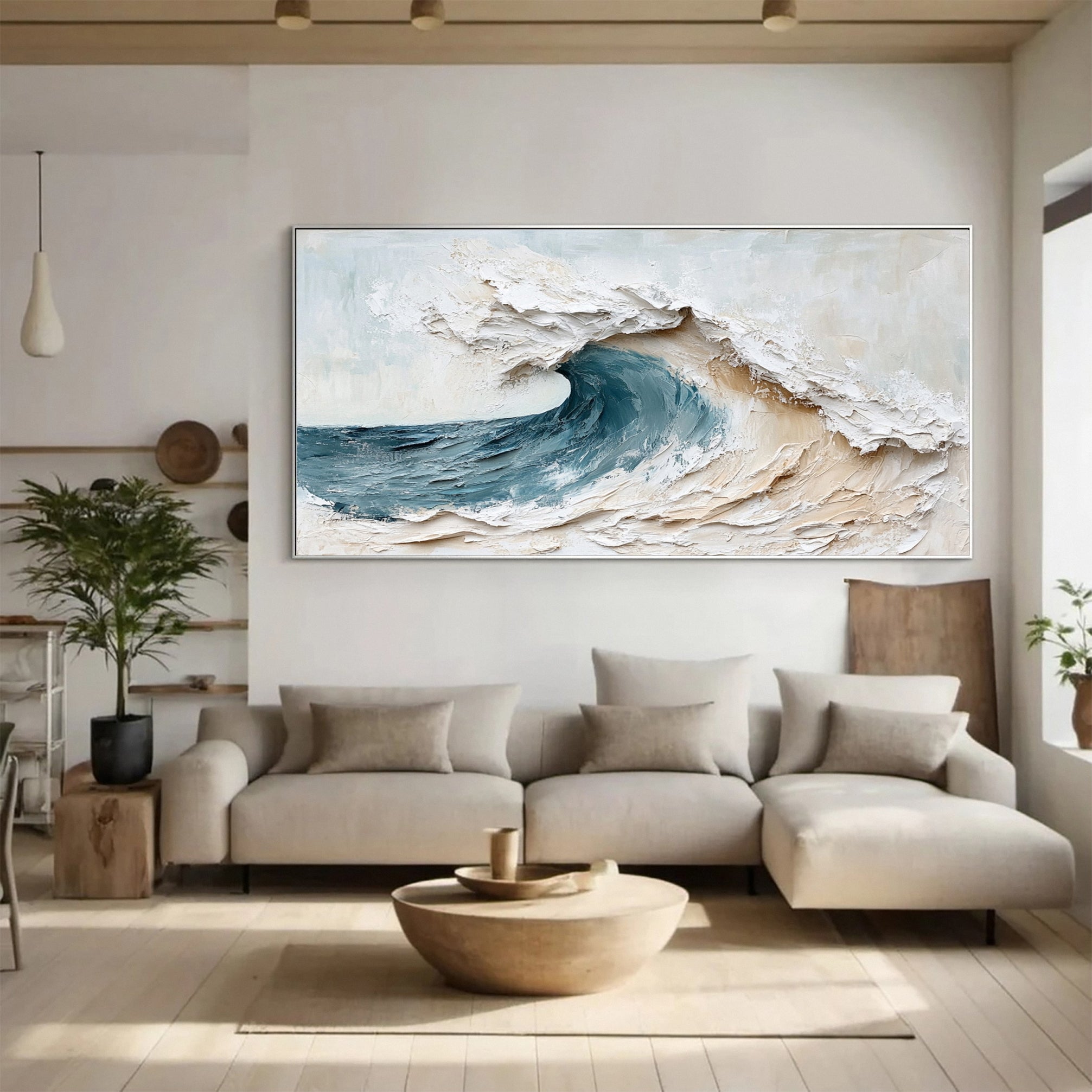 Abstract Seascape Canvas Textured Waves for Elegant Interiors #OS 019