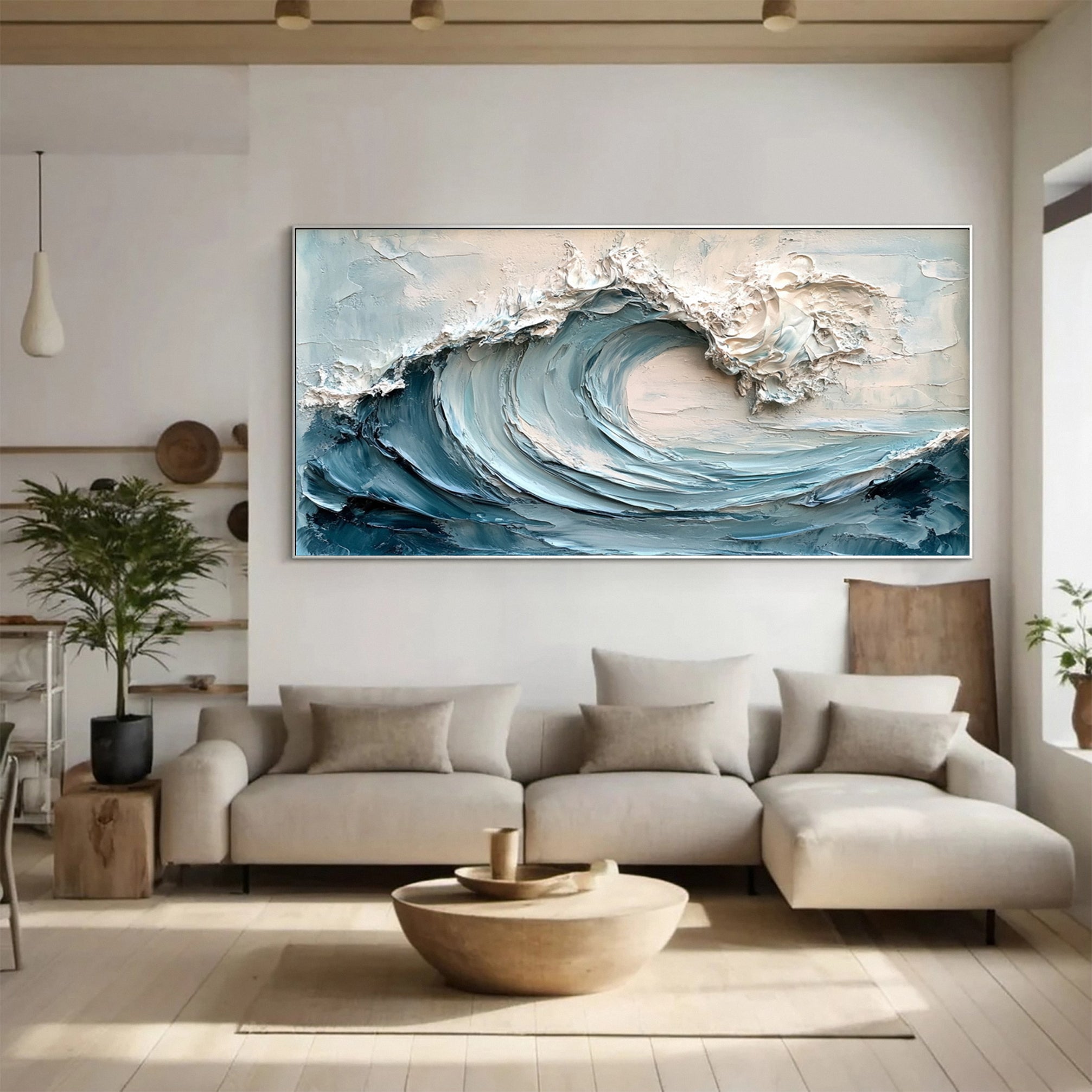 Abstract Seascape Canvas Textured Waves for Elegant Interiors #OS 022