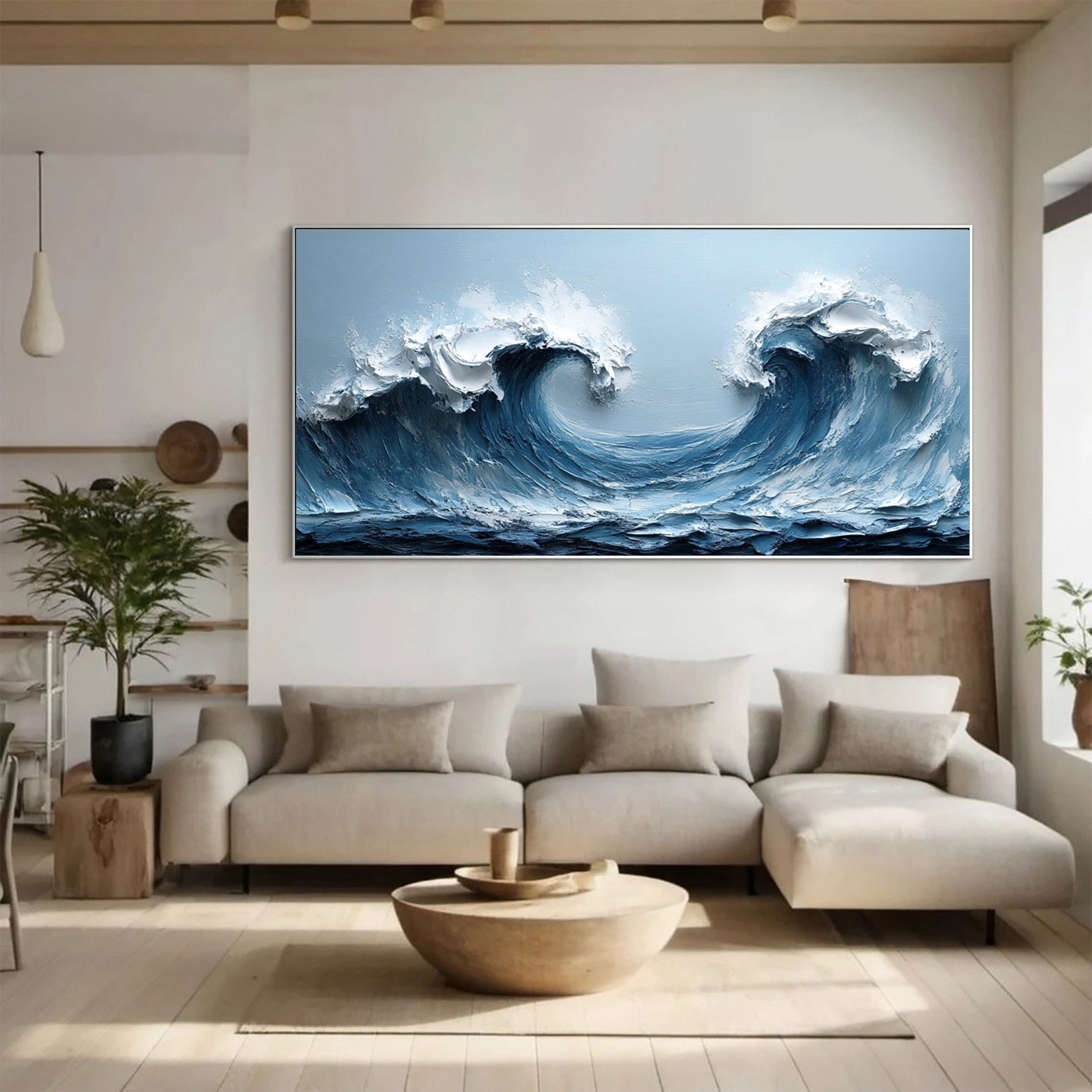 Abstract Seascape Canvas Textured Waves for Elegant Interiors #OS 018