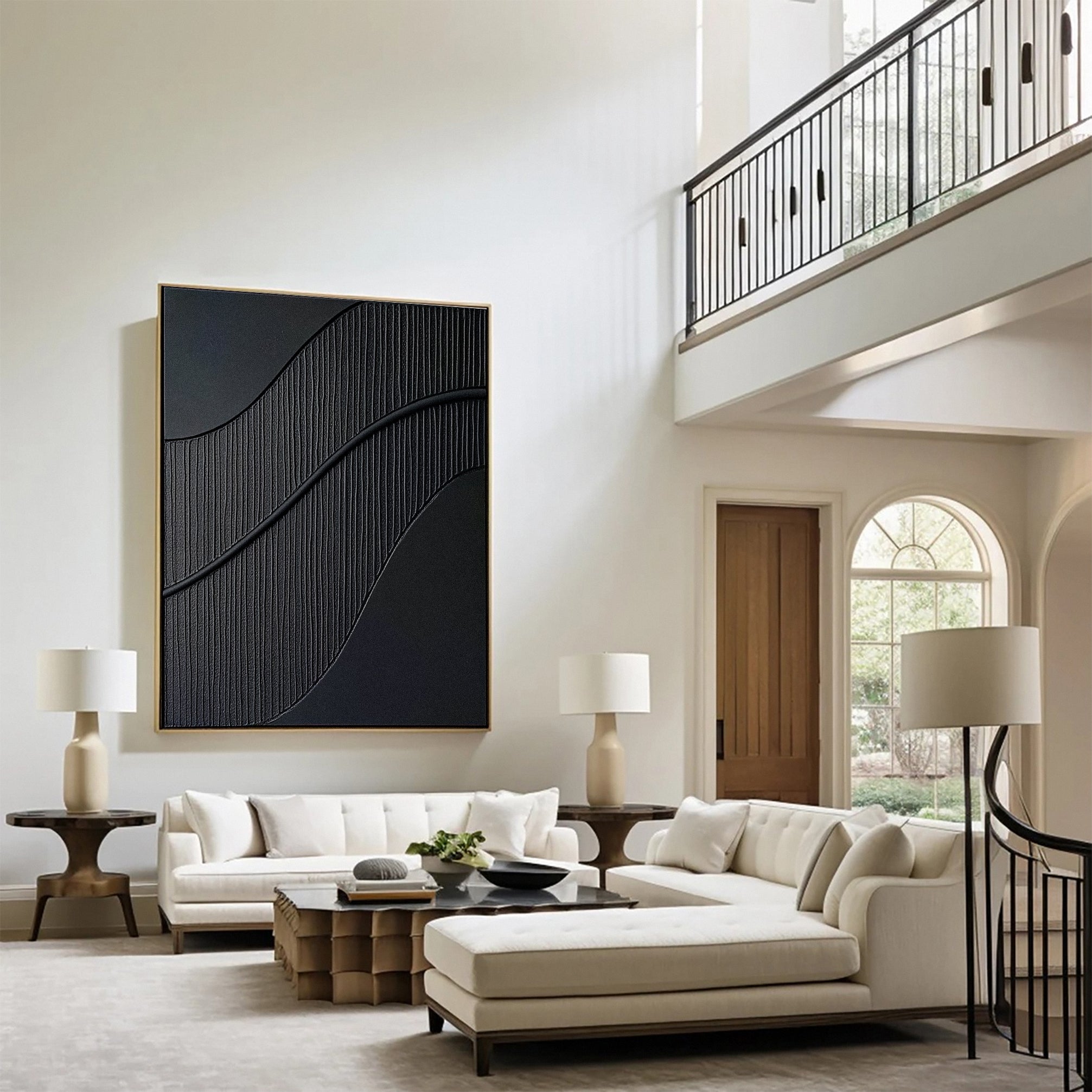 Sleek Elegance Contemporary Large Black Textured Wall Art #MMA 116