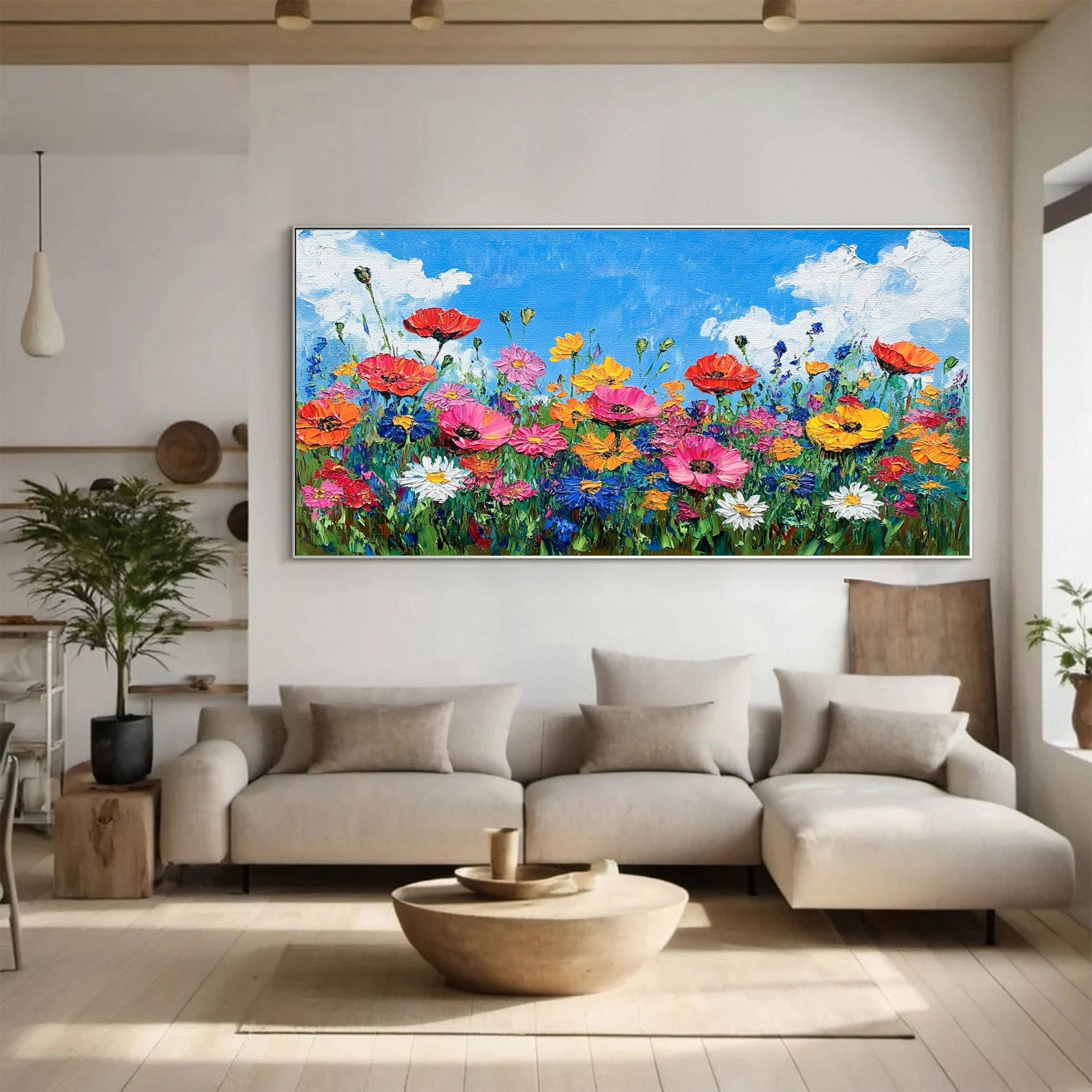 Bloom Horizon Textured Floral Oil Painting Colorful Wall Art #FT 023