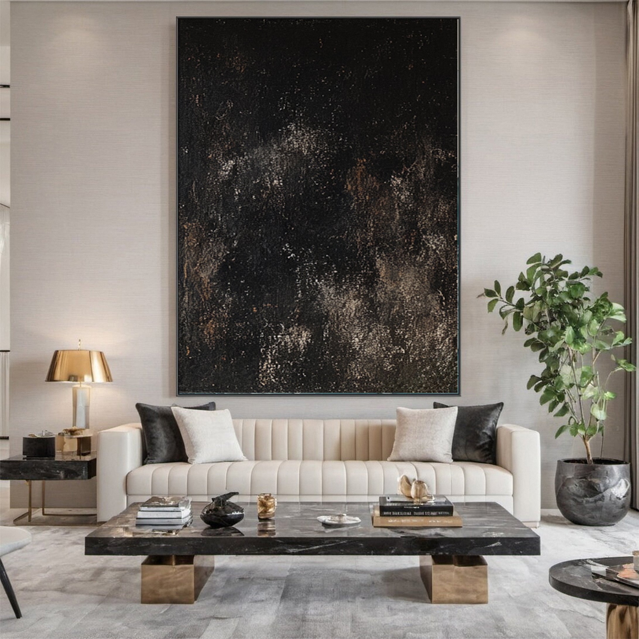 Large Modern Black and Gold Artwork For Room Decor #MMA 131