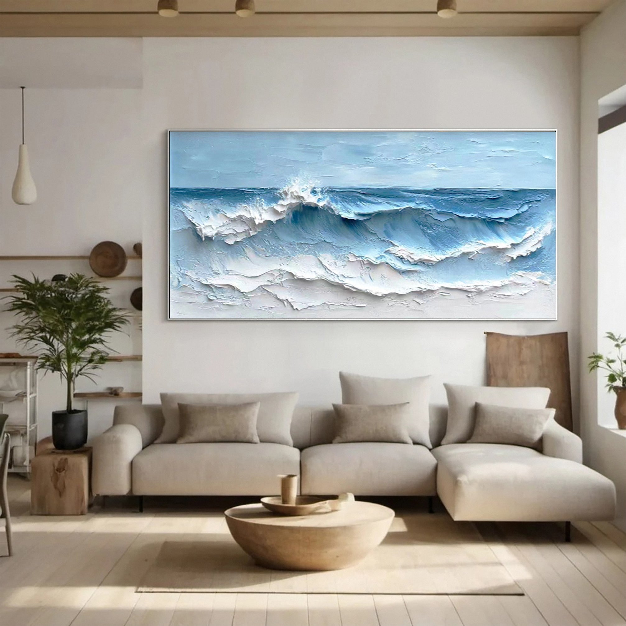 Crashing Waves Textured Artwork Luxurious Ocean Wall Canvas #OS 014