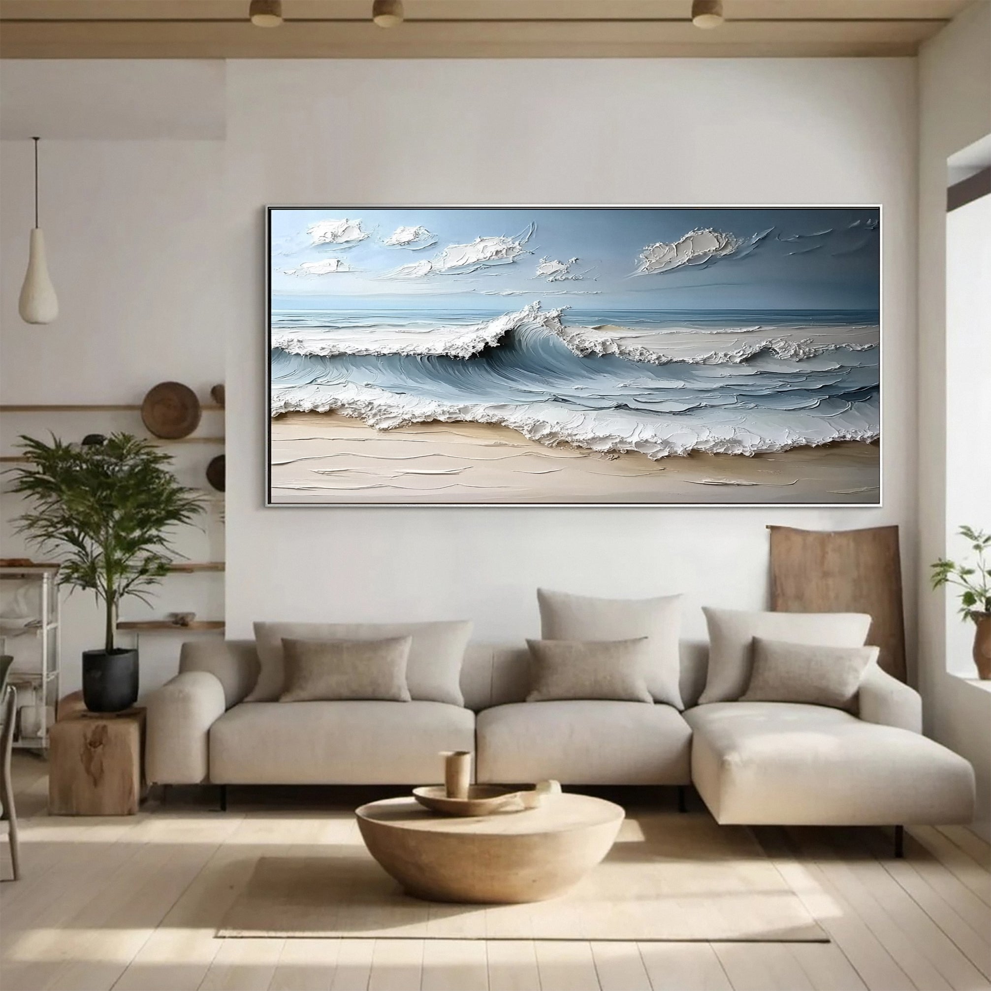 Abstract Seascape Canvas Textured Waves for Elegant Interiors #OS 023