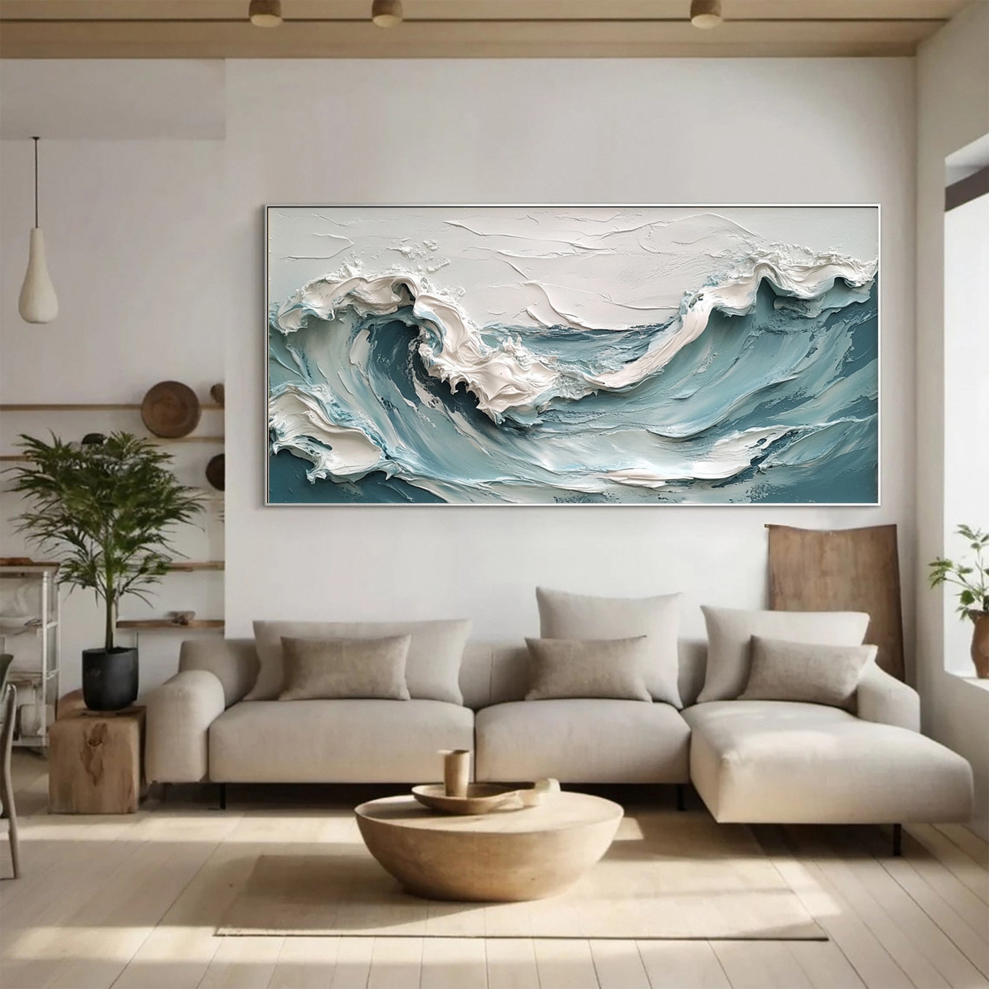 Abstract Seascape Canvas Textured Waves for Elegant Interiors #OS 017