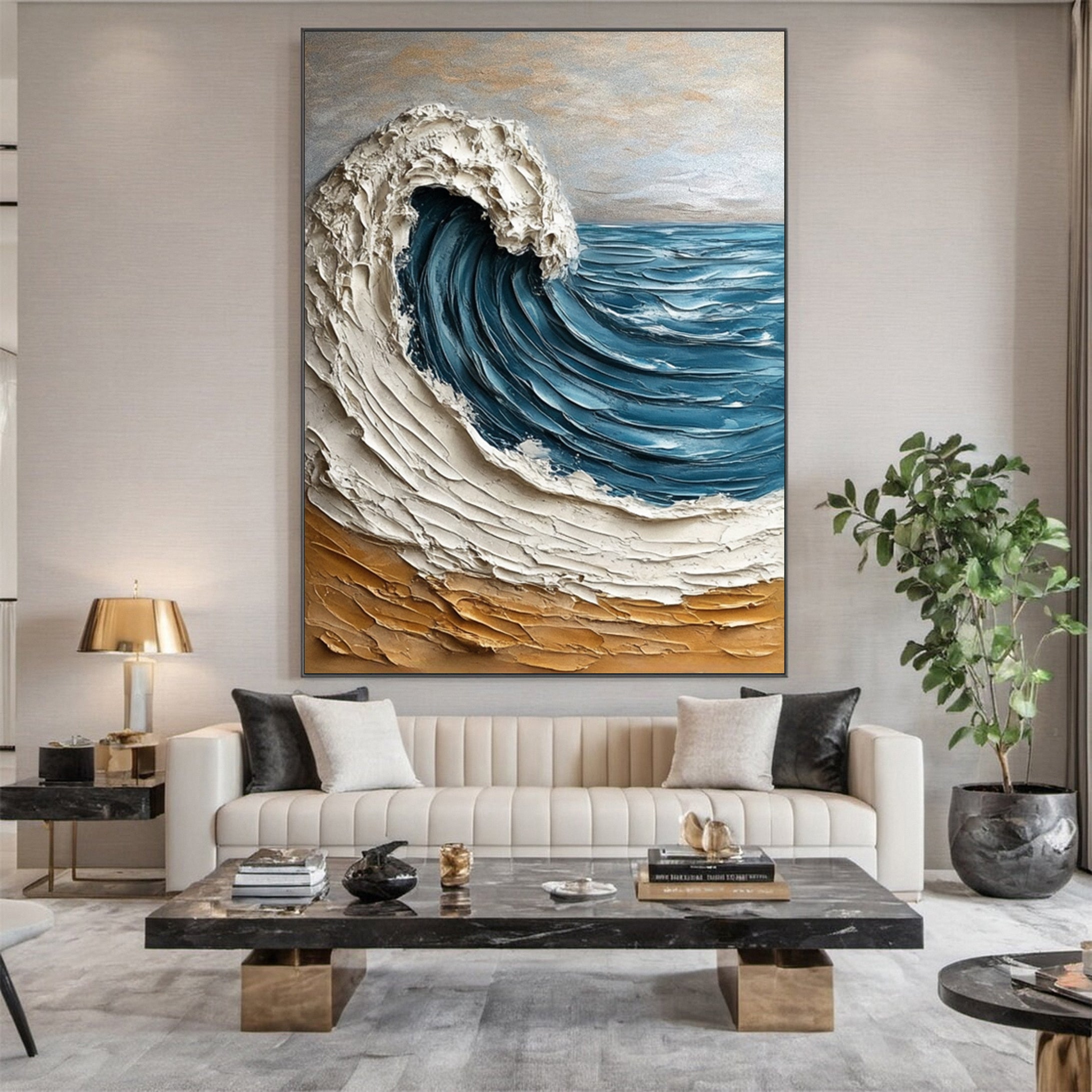 Coastal Tempest Textured Ocean Wave Art for Modern Living #OS 032