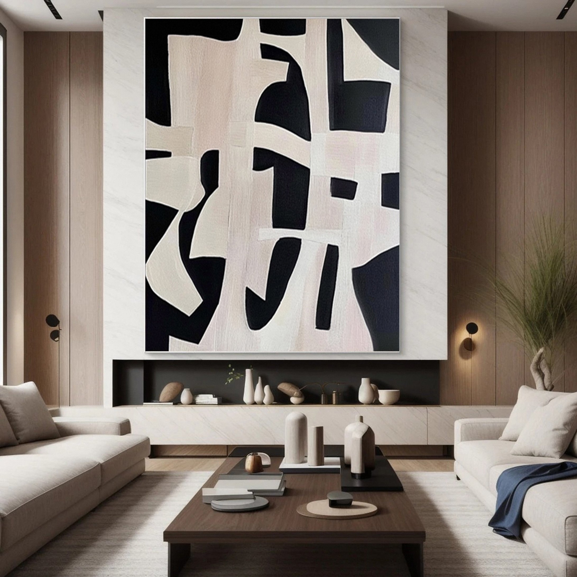 Modern Contrast Wabi Sabi Abstract Canvas Art #MMA 135