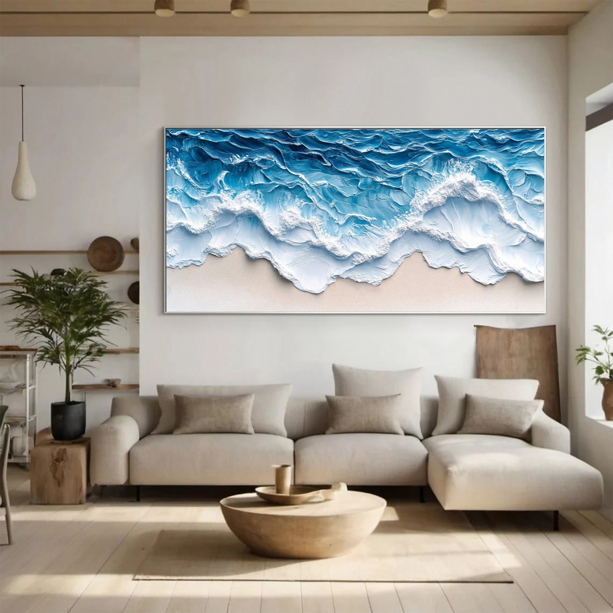 Coastal Serenity Wall Art Dynamic Ocean Waves Canvas #OS 008