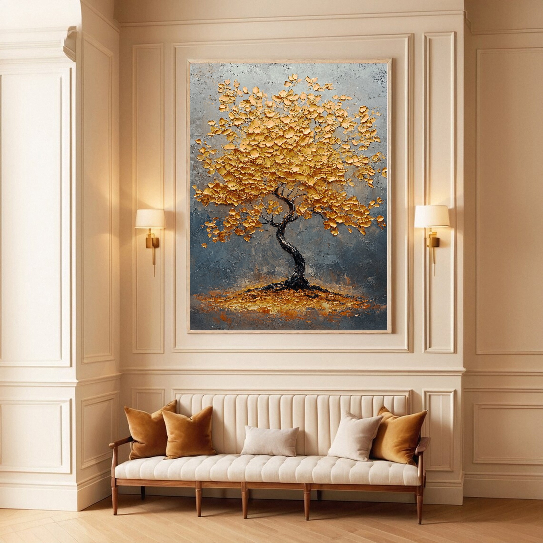 Autumn Whisper Large Colorful Tree Landscape Art #FT 040