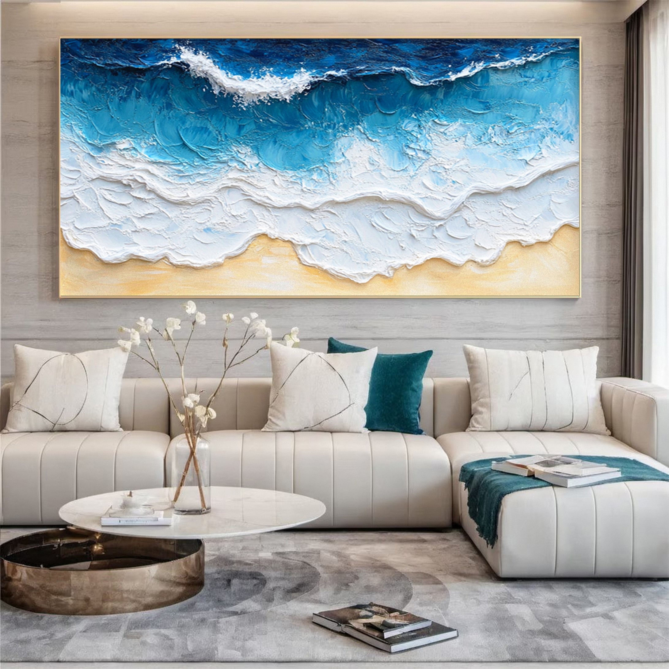 Coastal Serenity Wall Art Dynamic Ocean Waves Canvas #OS 007