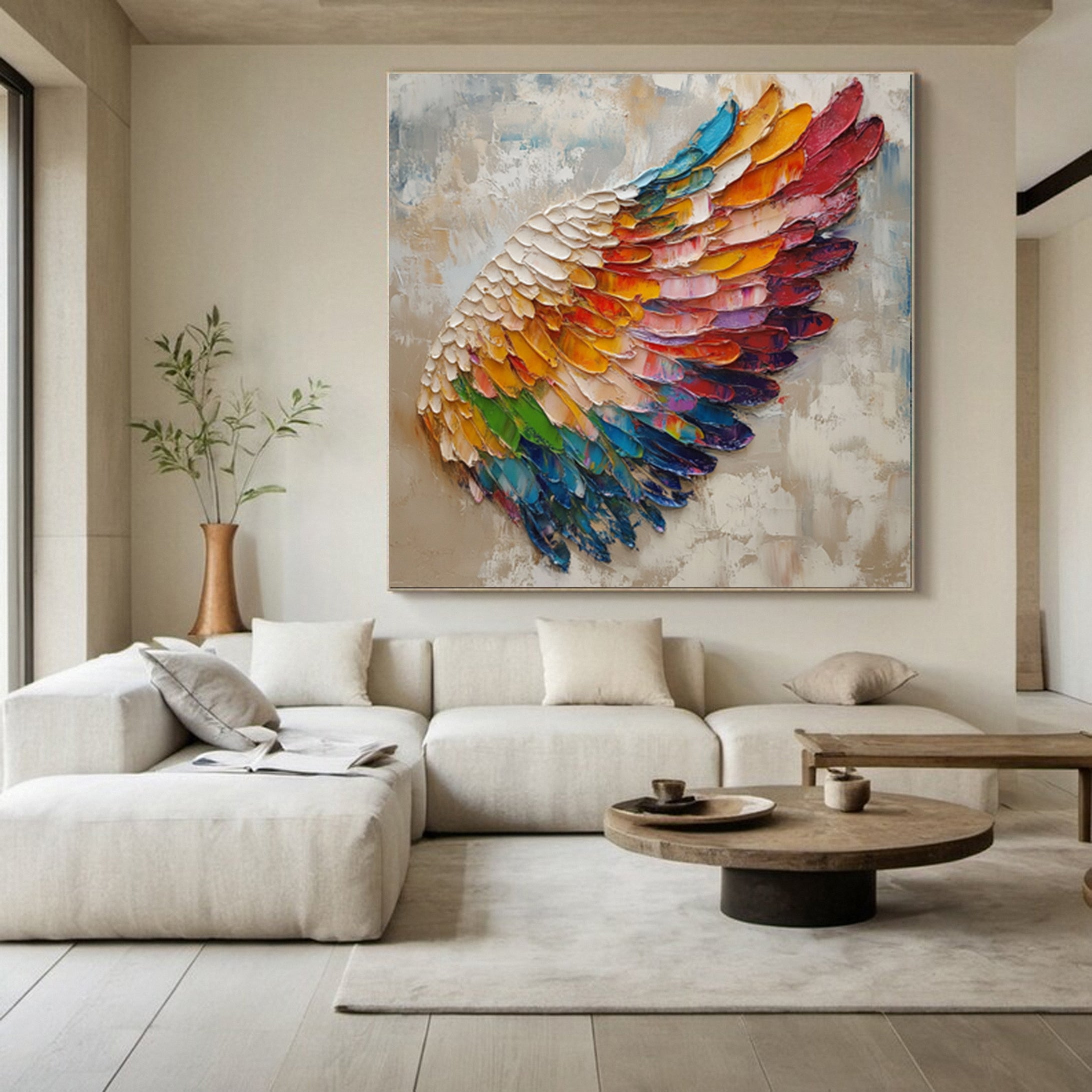 Spectrum Wing Large Colorful Feather Wall Art #MMA 155