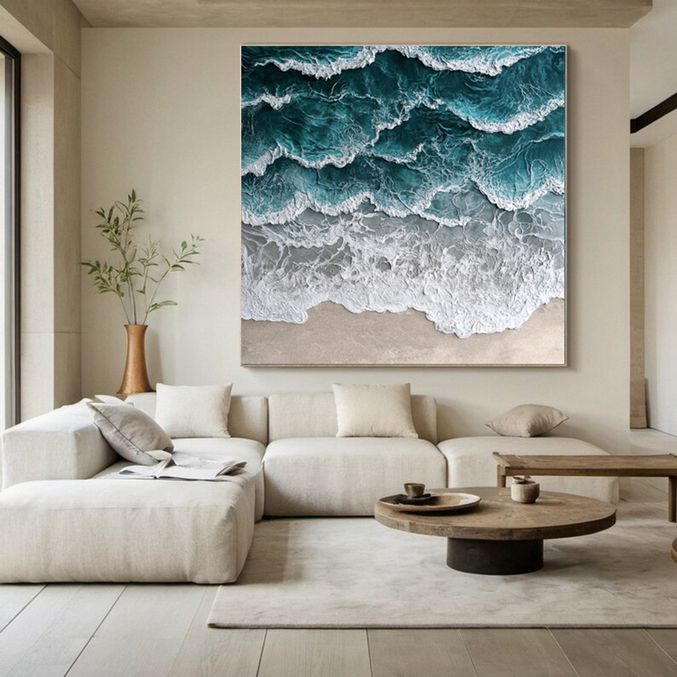 Marine Majesty Large Wall Canvas Captivating Sea Waves #OS 010