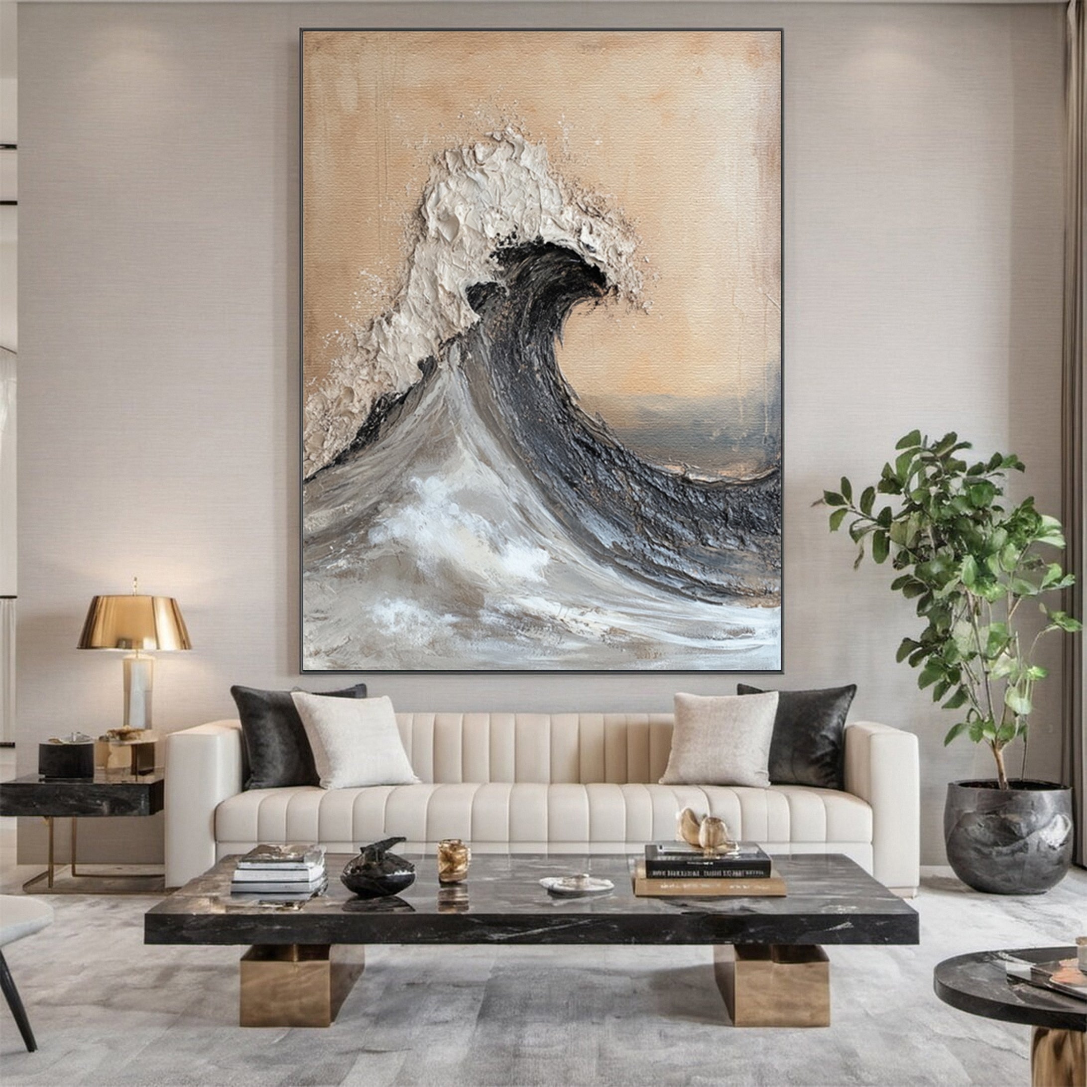 Sea Wave Large Textured Ocean Modern Wall Art #OS 049