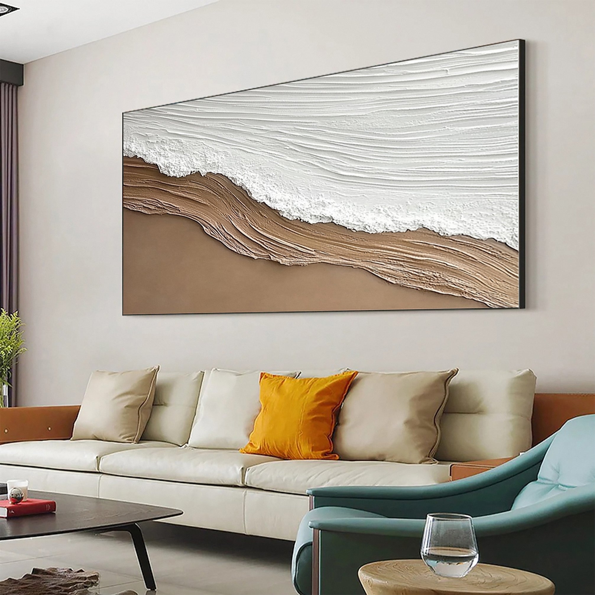 Serenity Shore Large 3D Textured Beach Wave Wall Art #OS 035