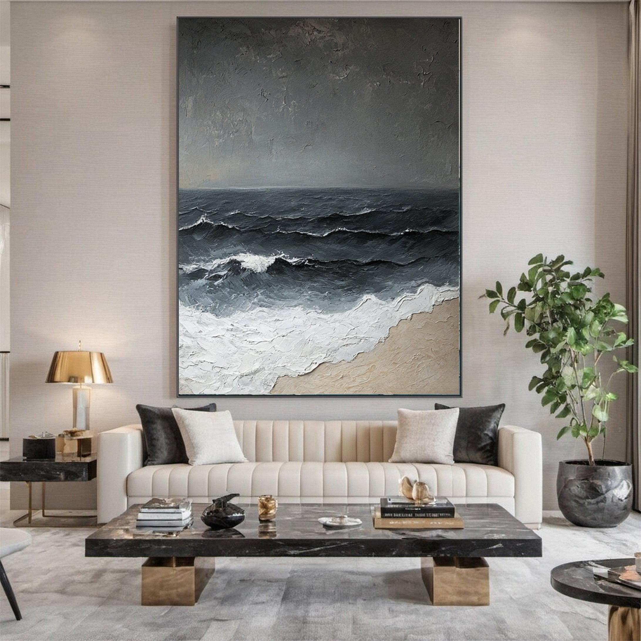 Wave Crescendo Large Textured Ocean Wall Art #OS 036