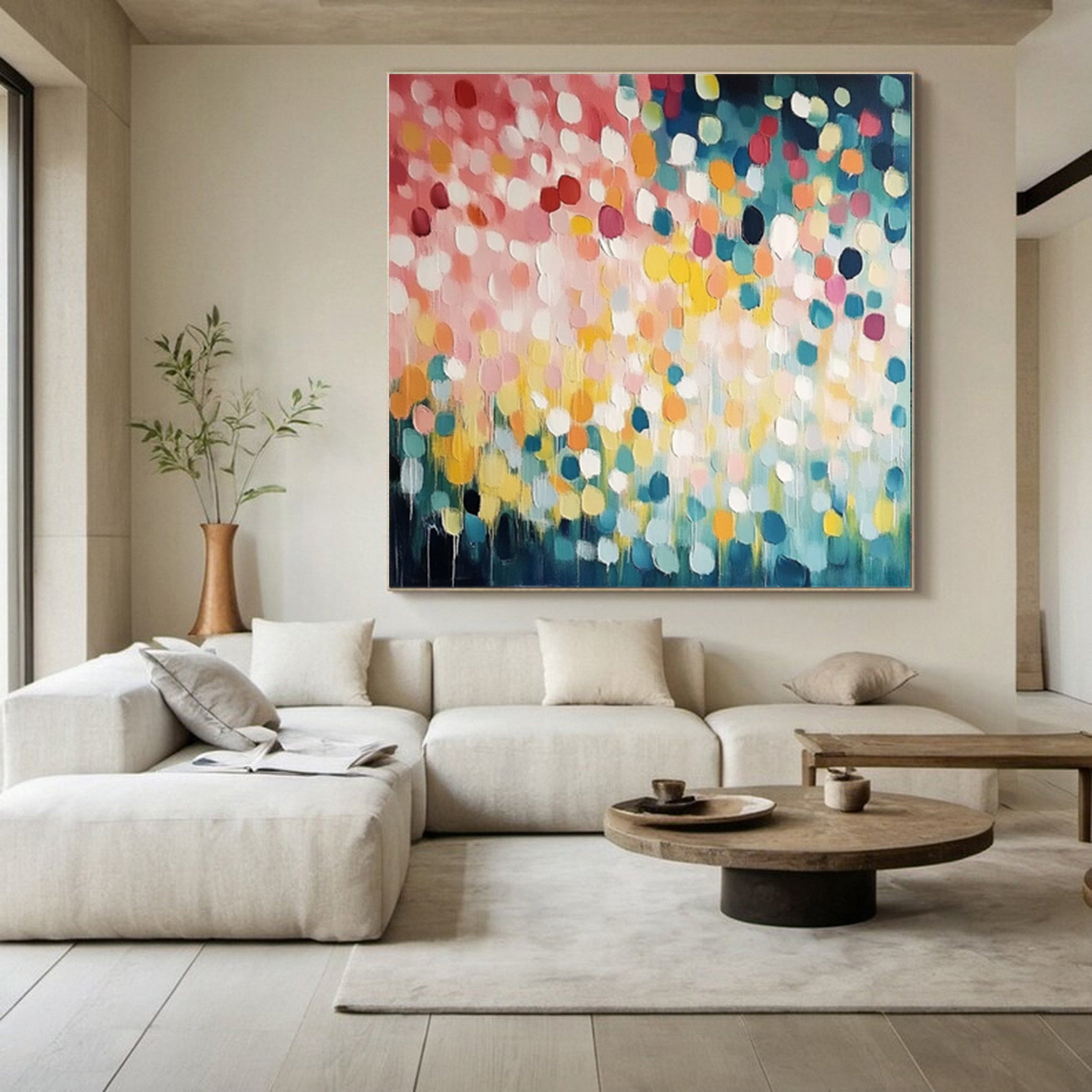 Vibrant Drip Large Colorful Dot Painting Modern Wall Art #MMA 156