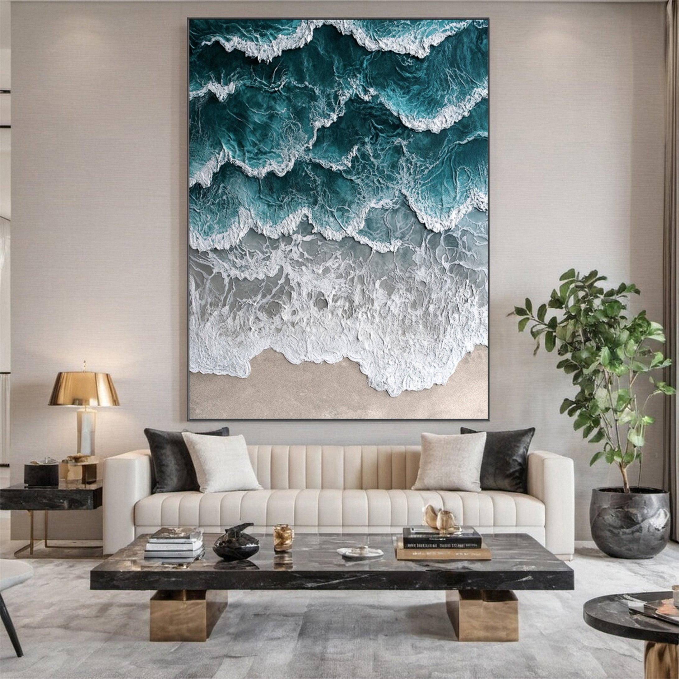 Coastal Serenity Wall Art Dynamic Ocean Waves Canvas #OS 009