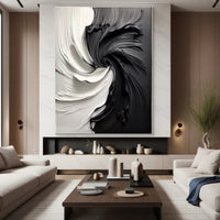 Modern Large Black & White Textured Wall Art #MMA 154