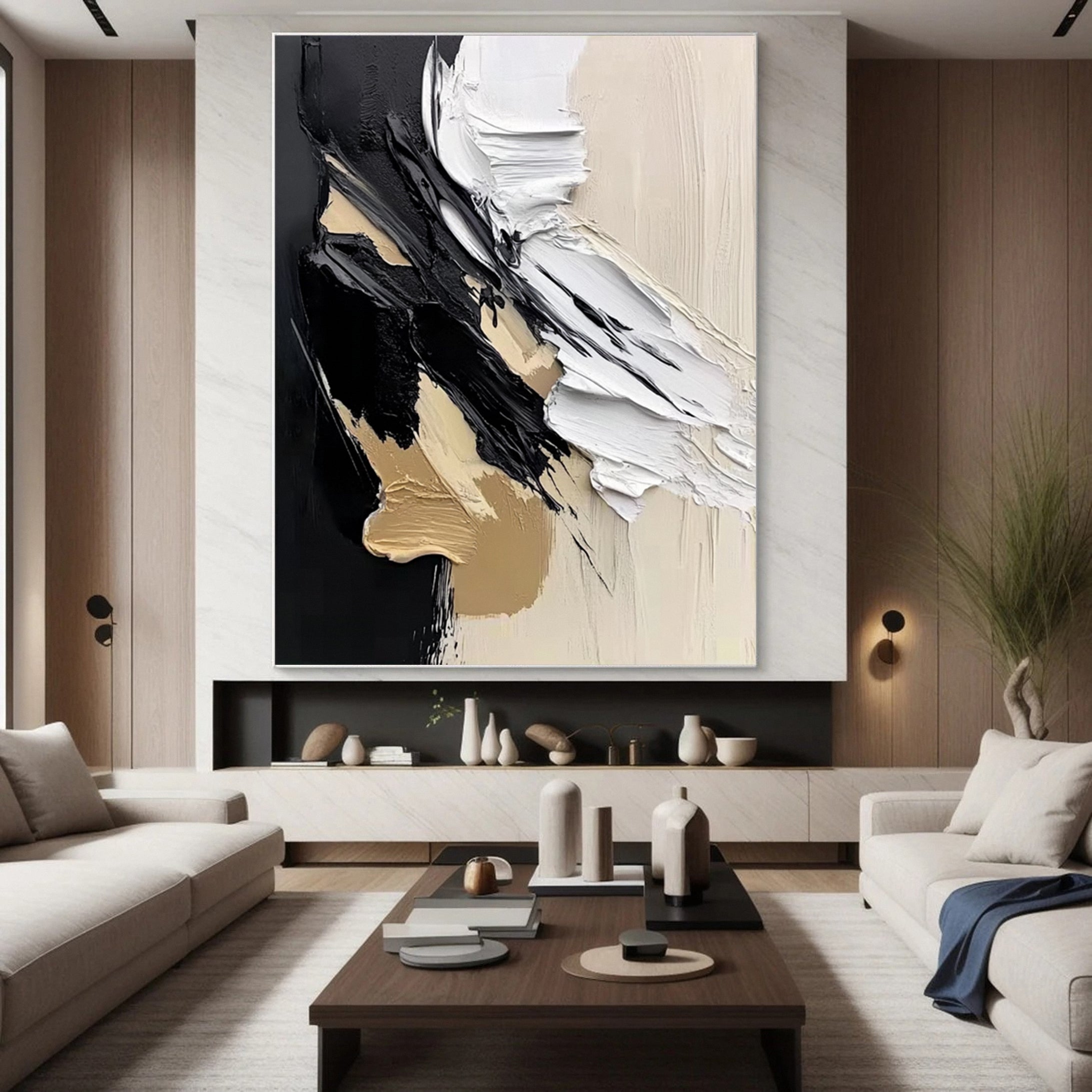 Modern Contrast Bold Abstract Canvas Art #MMA 152