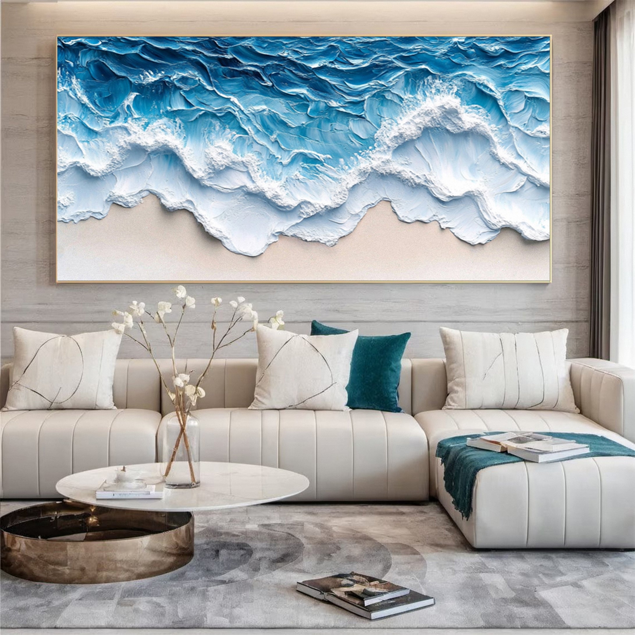 Coastal Serenity Wall Art Dynamic Ocean Waves Canvas #OS 008