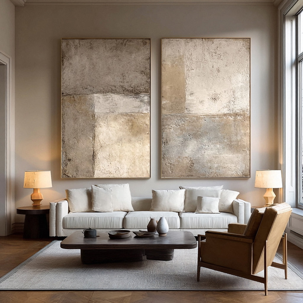 Oversized White Relief Wall Art Panels Set Of 2 #AG 017